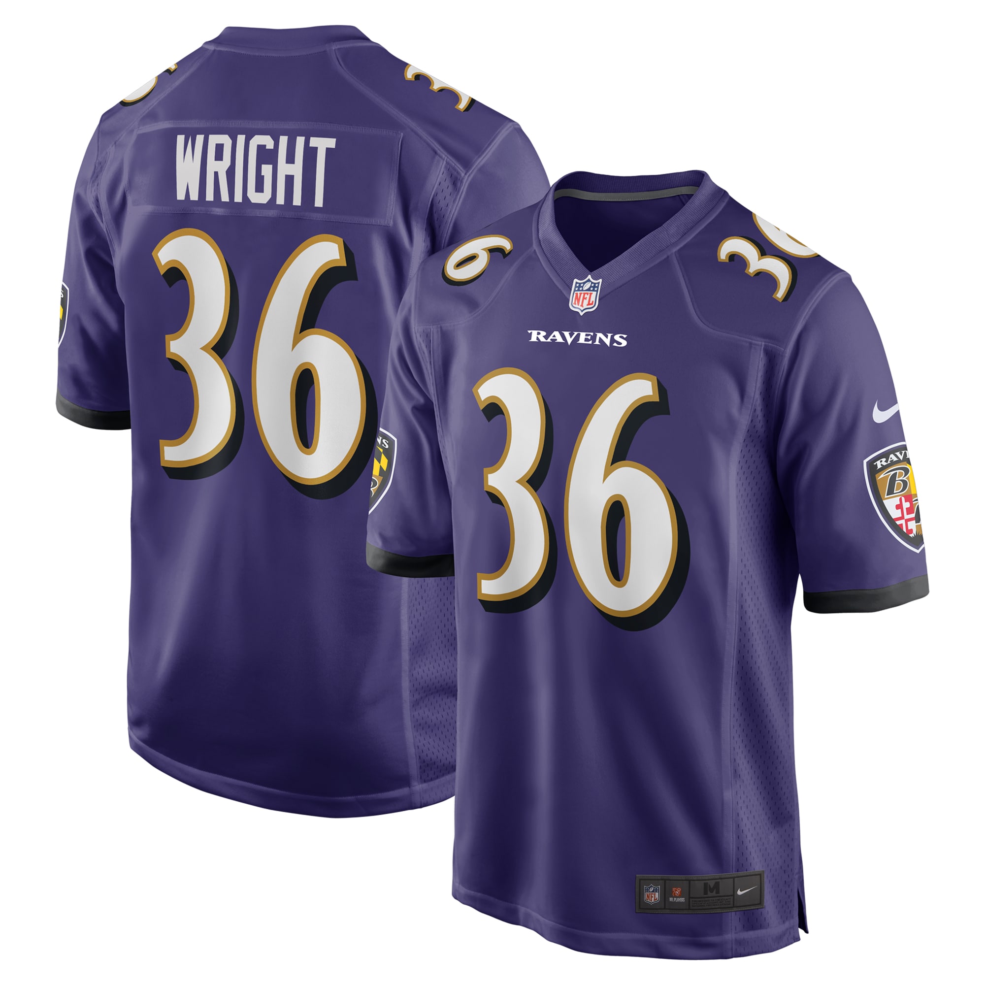 Men's Baltimore Ravens Owen Wright Purple Team Game Jersey JS6405 Saliibo