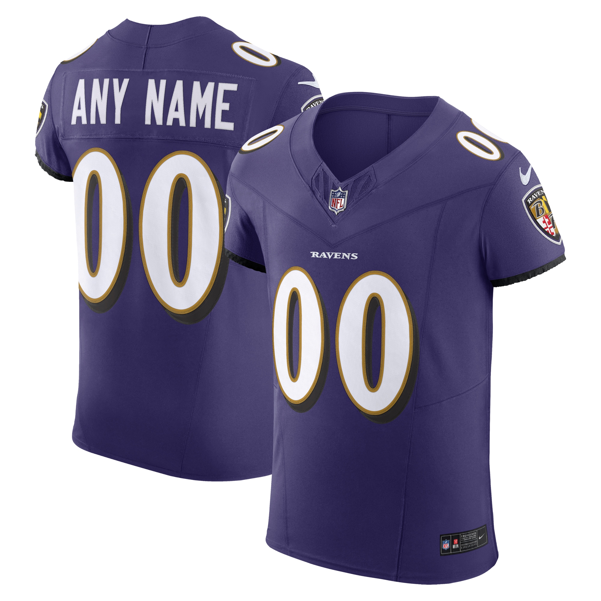 Men's Baltimore Ravens Purple Vapor F.U.S.E. Elite Custom Jersey JS4535 Saliibo