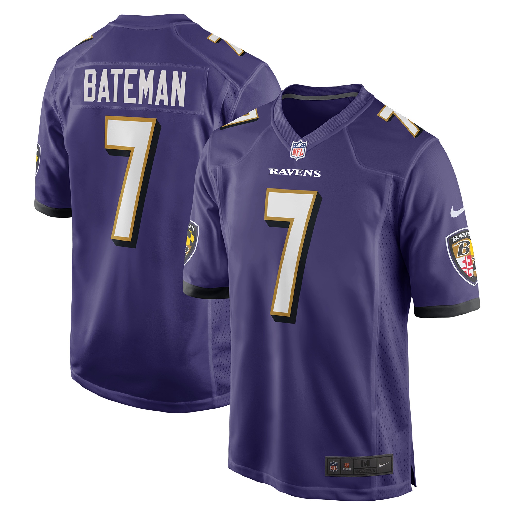 Men's Baltimore Ravens Rashod Bateman Purple Game Player Jersey JS6855 Saliibo