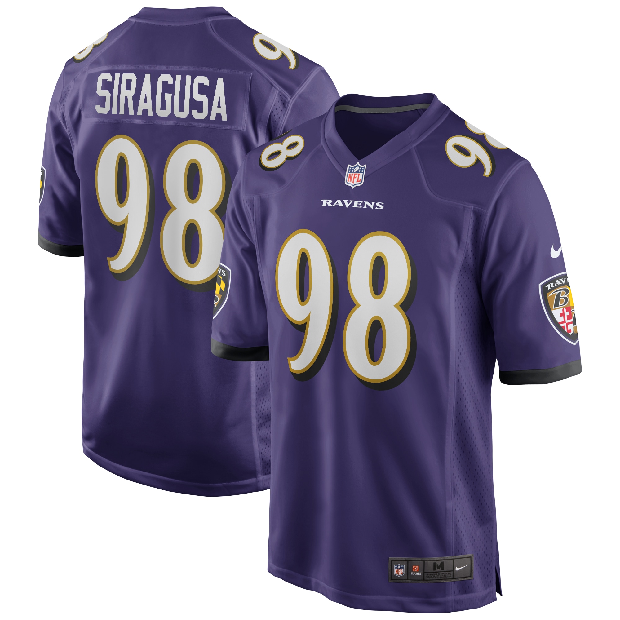 Men's Baltimore Ravens Tony Siragusa Purple Game Retired Player Jersey JS5126 Saliibo