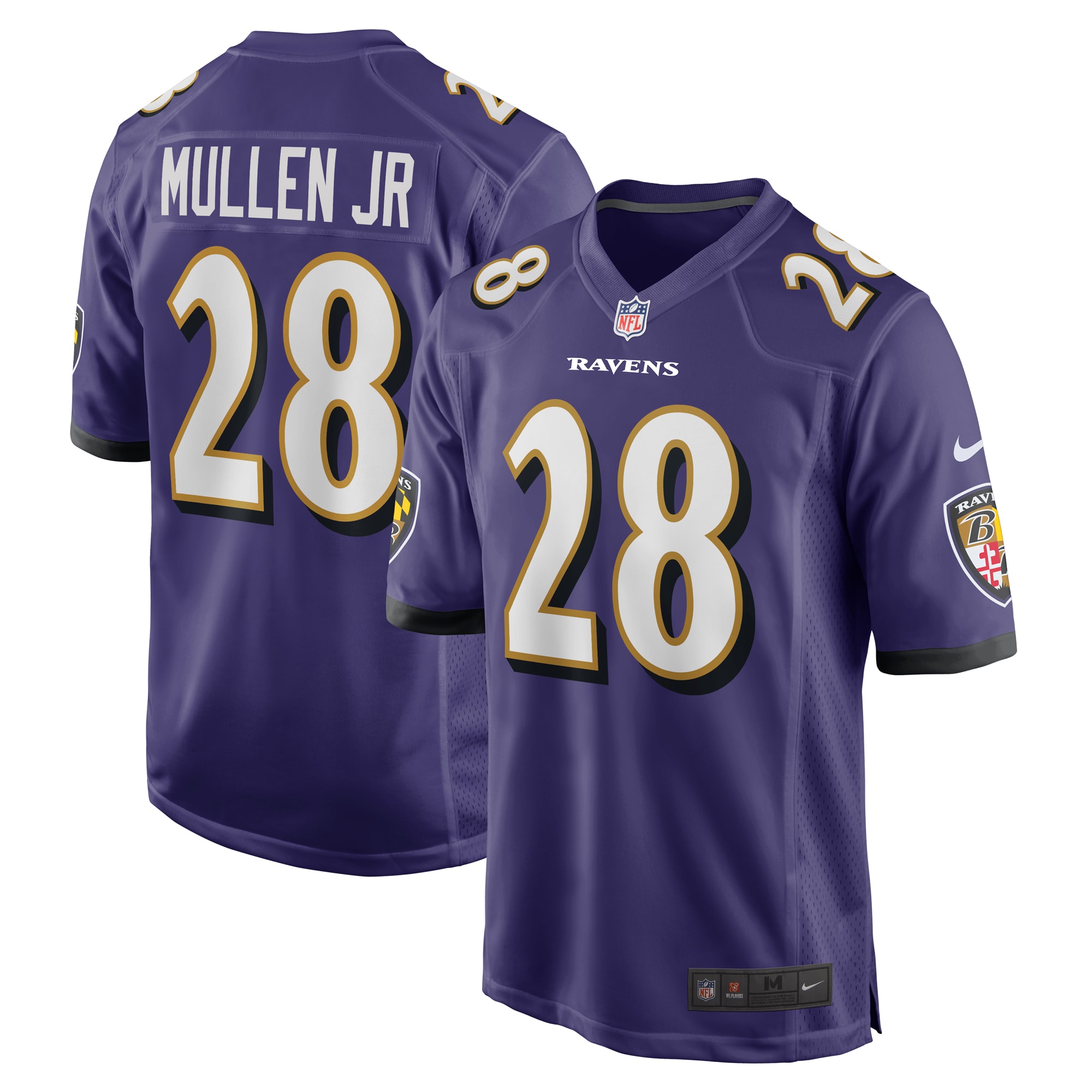 Men's Baltimore Ravens Trayvon Mullen Jr. Purple Team Game Jersey JS5467 Saliibo