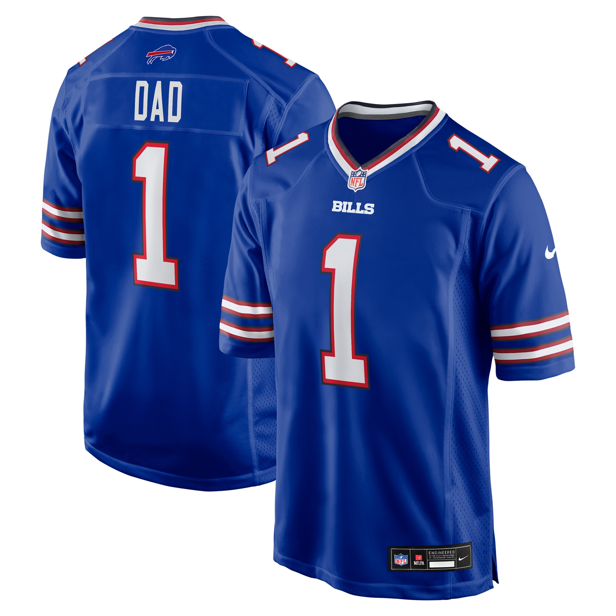 Men's Buffalo Bills Number 1 Dad Royal Game Jersey JS4664 Saliibo