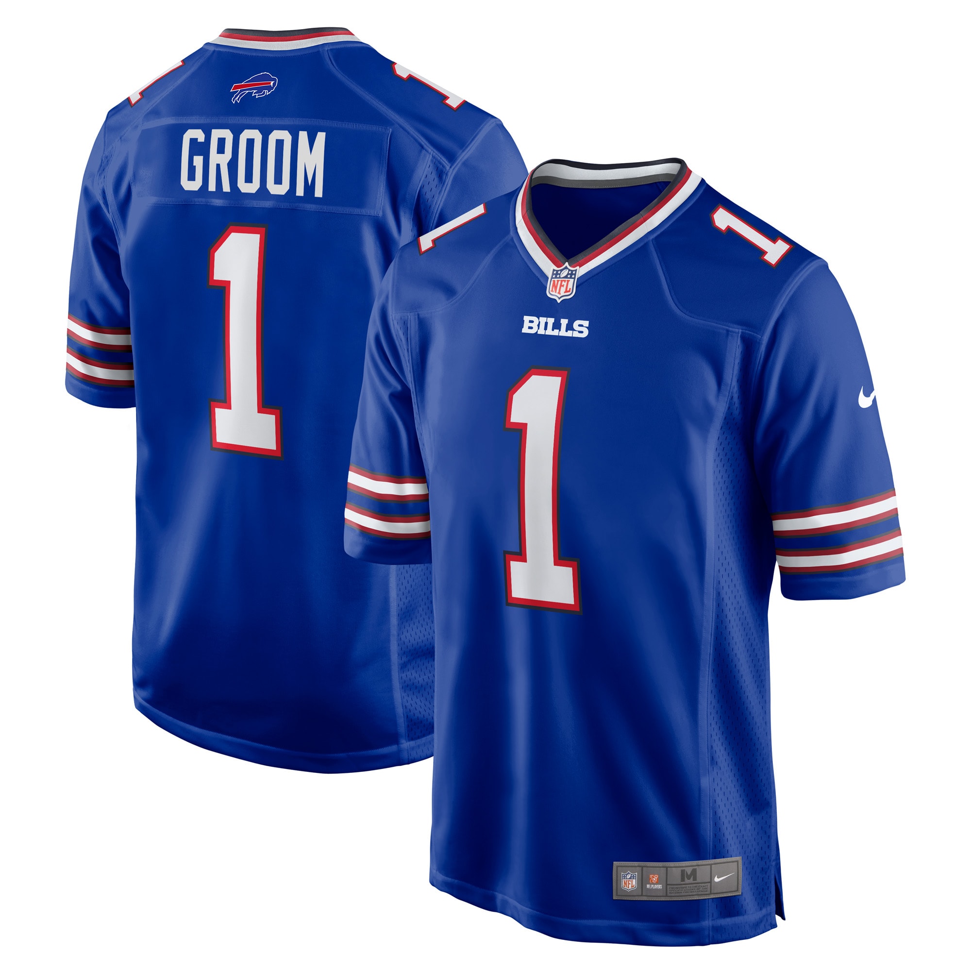 Men's Buffalo Bills Number 1 Groom Royal Game Jersey JS9742 Saliibo
