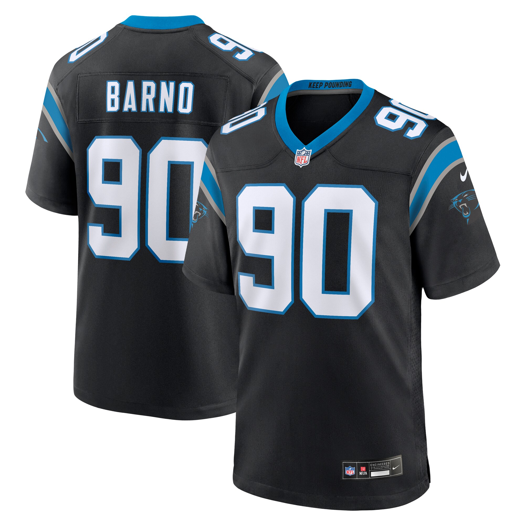 Men's Carolina Panthers Amare Barno Black Team Game Jersey JS2831 Saliibo