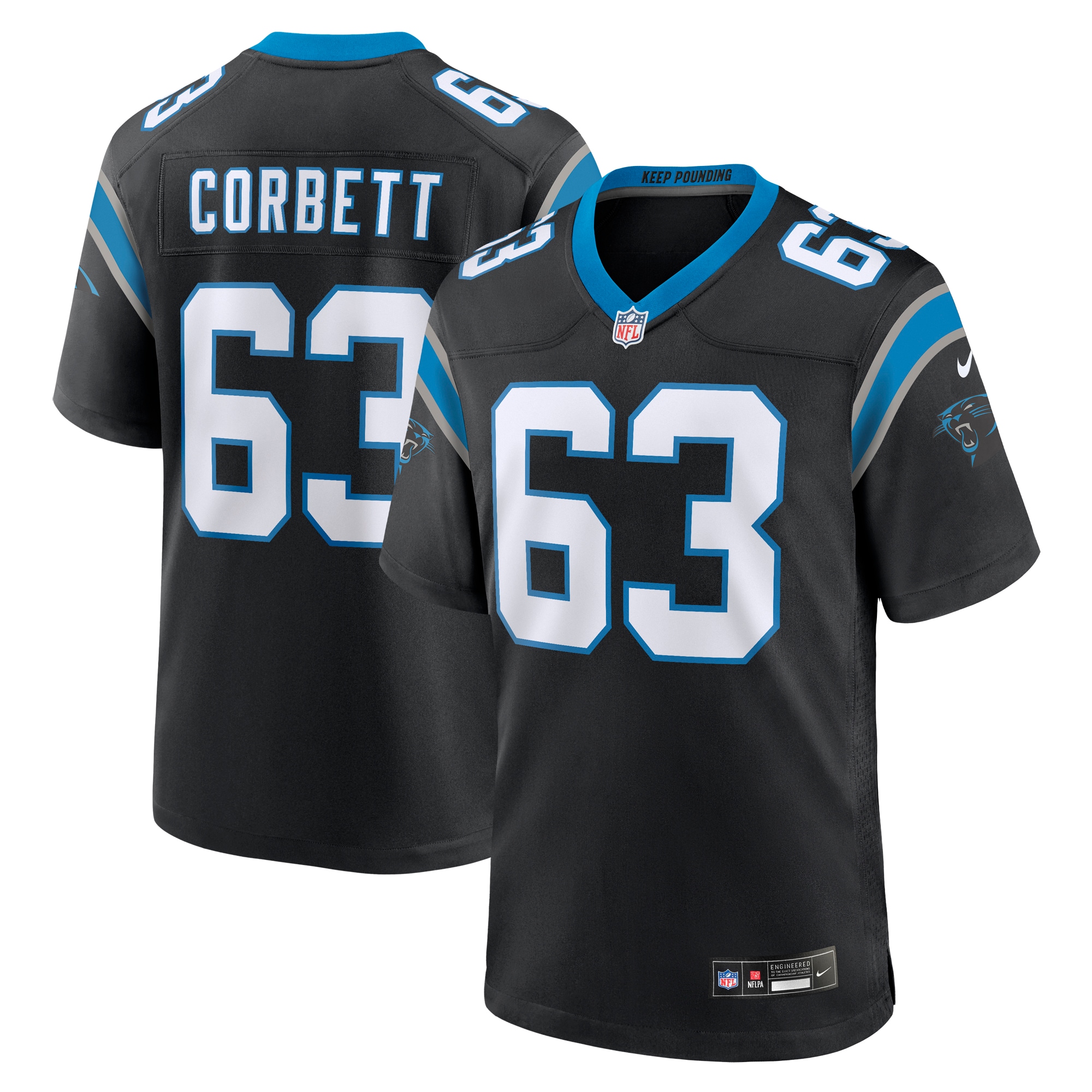 Men's Carolina Panthers Austin Corbett Black Team Game Jersey JS4522 Saliibo