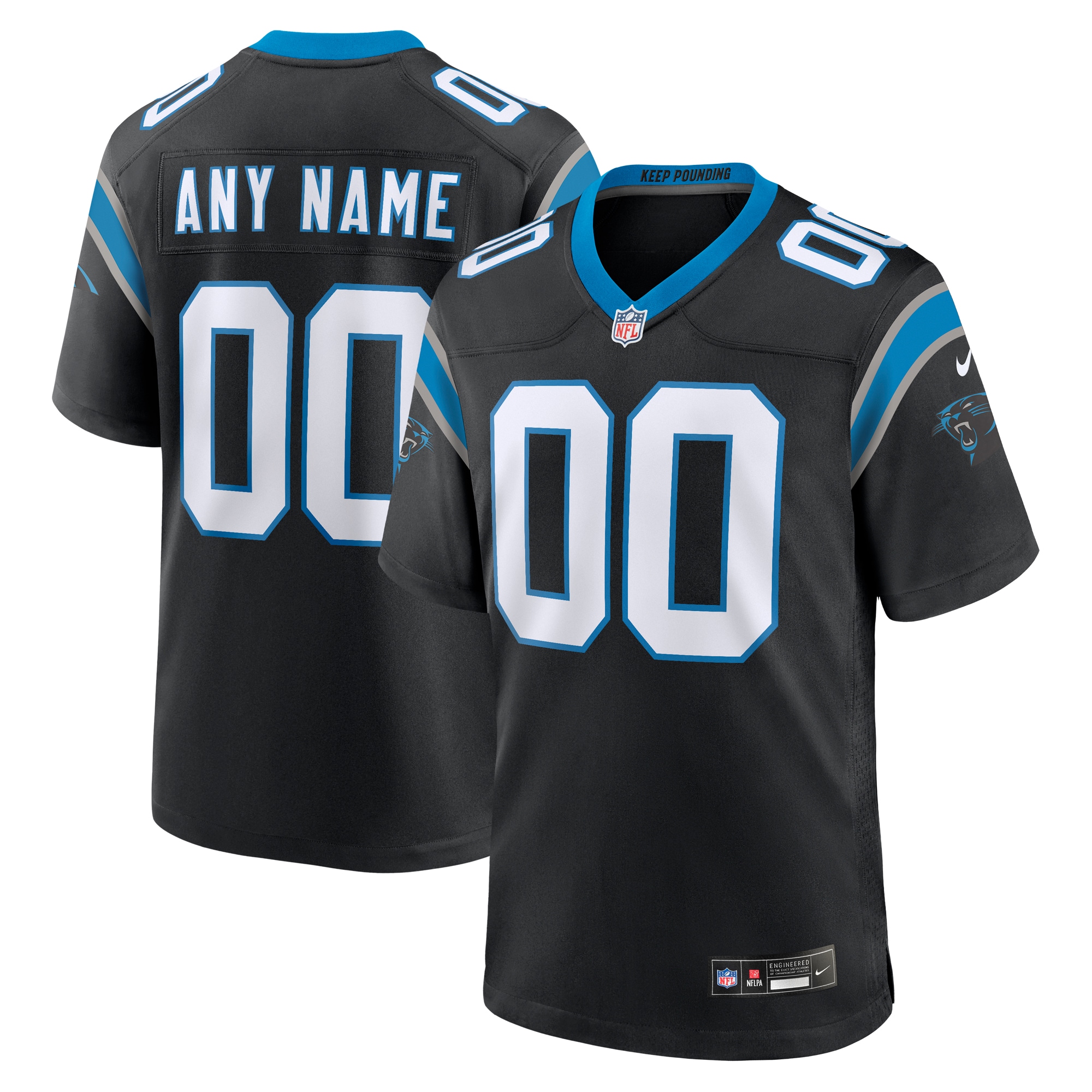 Men's Carolina Panthers Black Custom Game Jersey JS2939 Saliibo