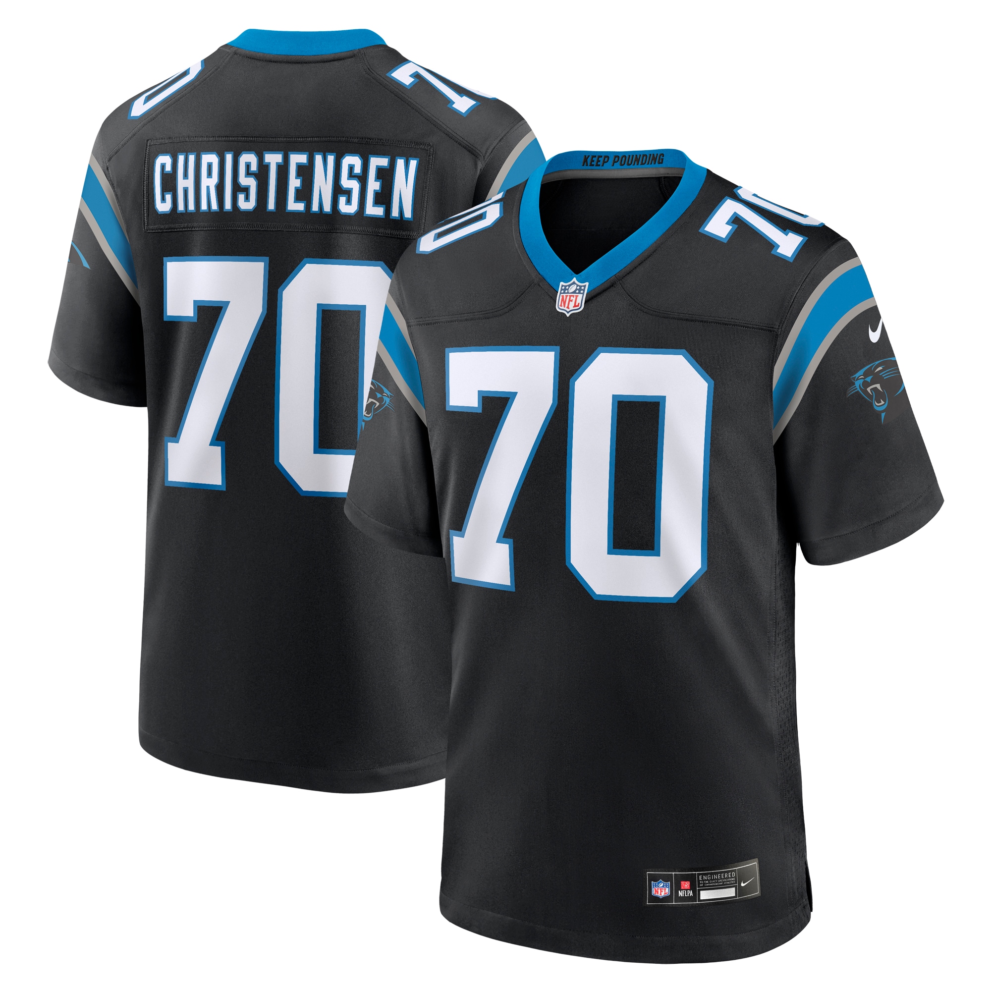 Men's Carolina Panthers Brady Christensen Black Team Game Jersey JS4240 Saliibo