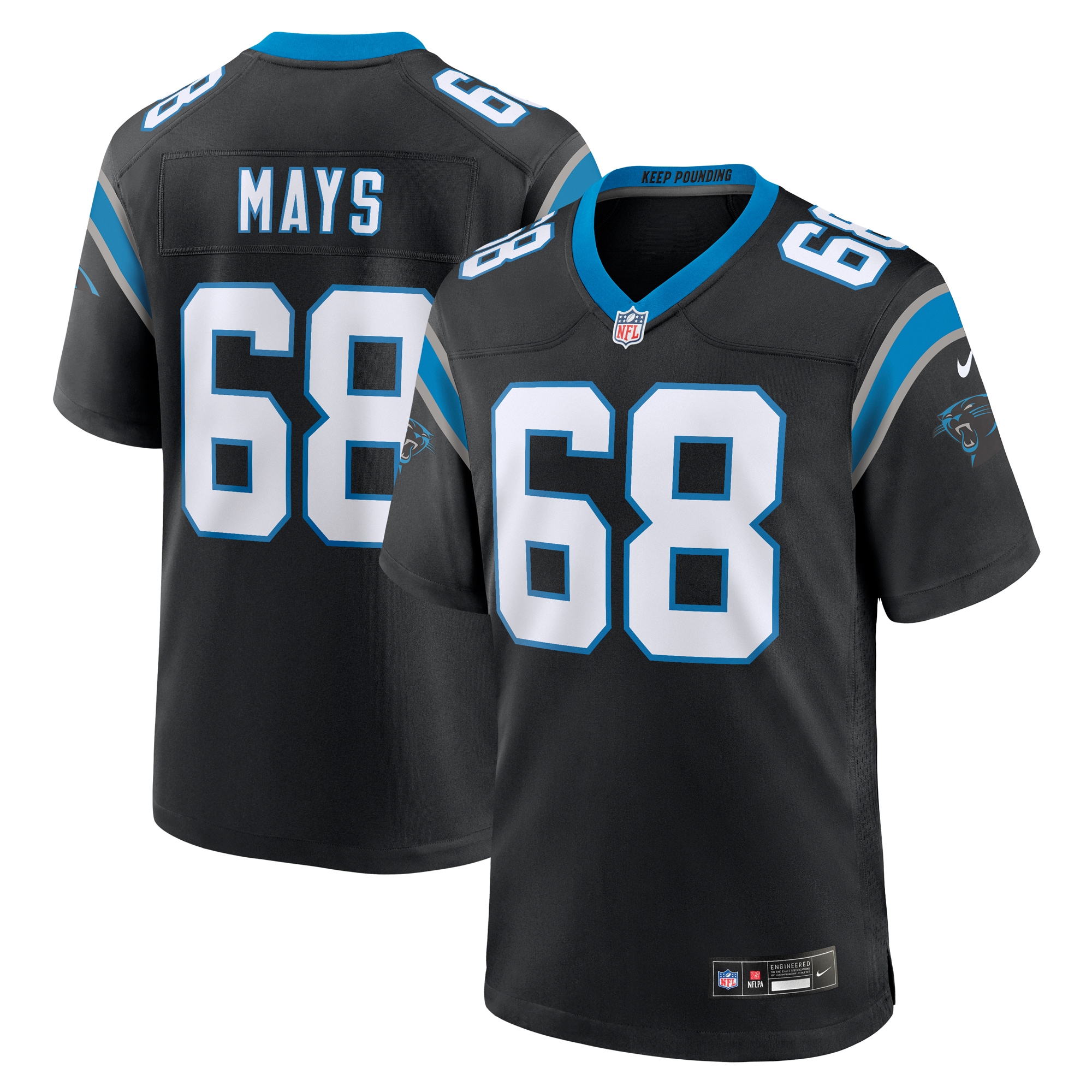 Men's Carolina Panthers Cade Mays Black Team Game Jersey JS6567 Saliibo