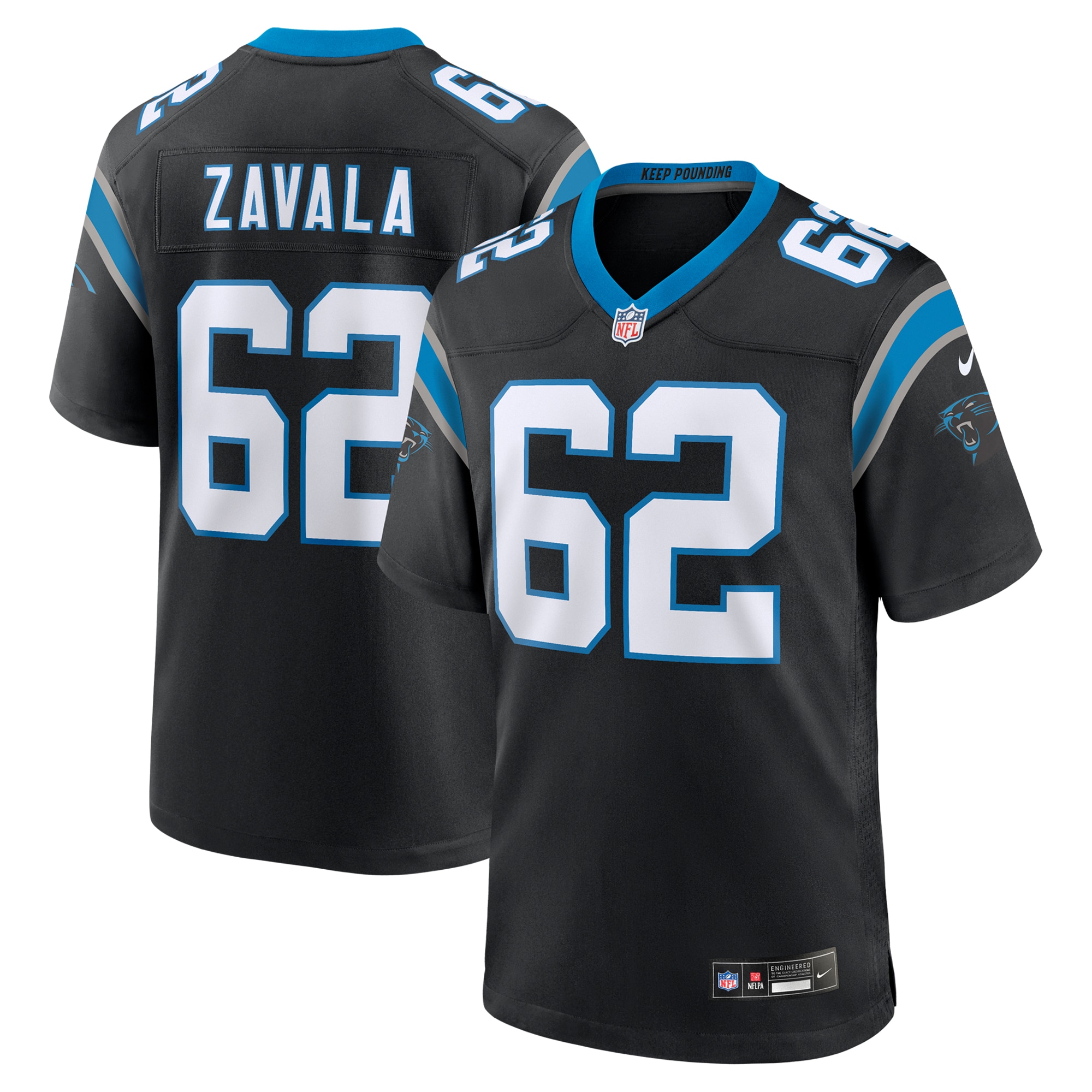 Men's Carolina Panthers Chandler Zavala Black Game Jersey JS1121 Saliibo