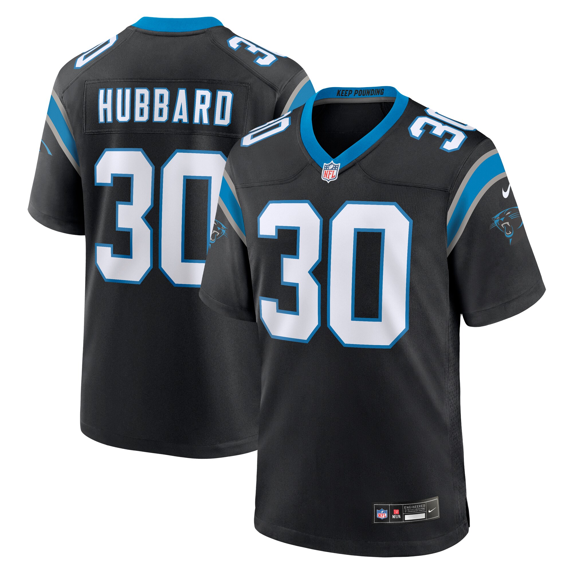 Men's Carolina Panthers Chuba Hubbard Black Team Game Jersey JS7593 Saliibo