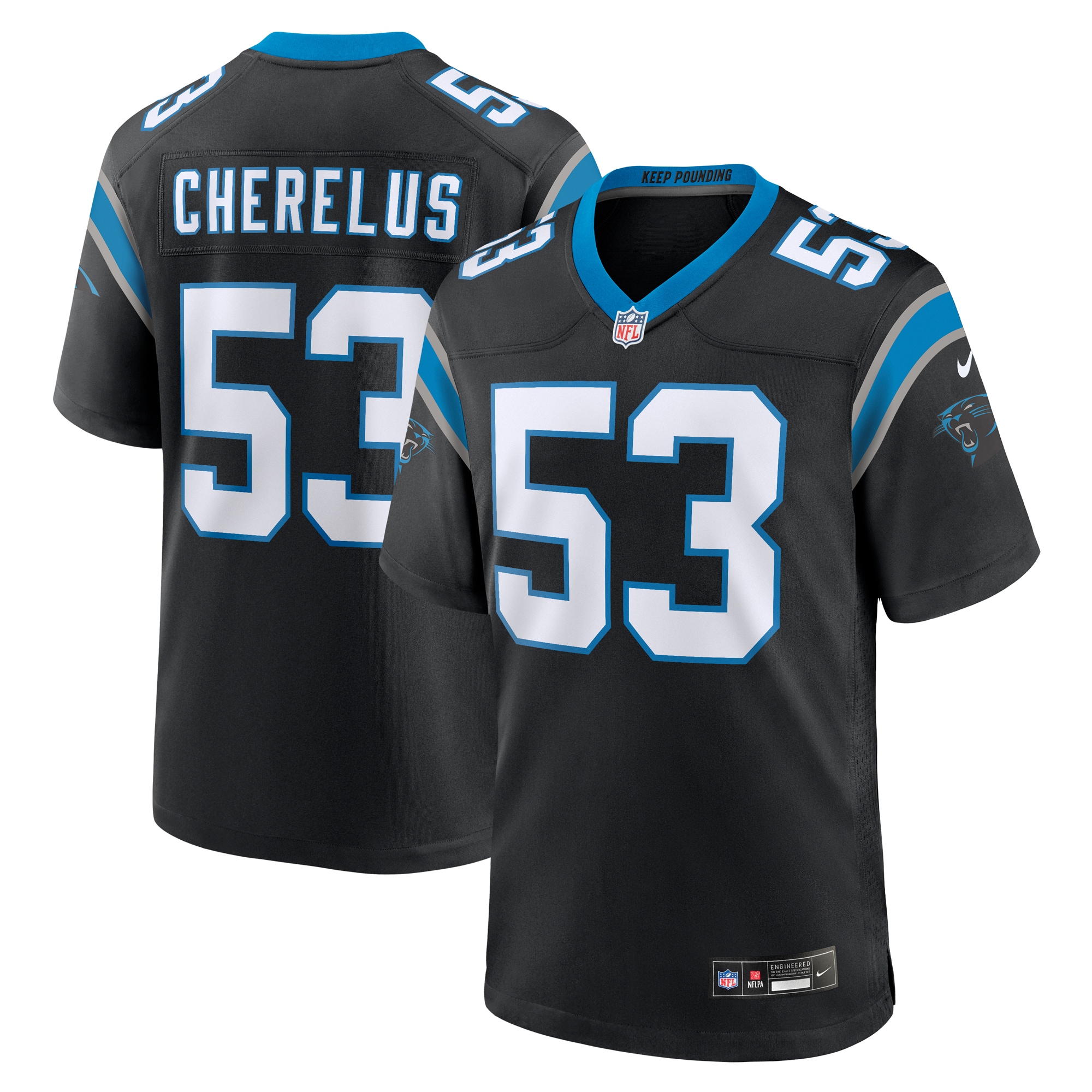 Men's Carolina Panthers Claudin Cherelus Black Team Game Jersey JS1188 Saliibo