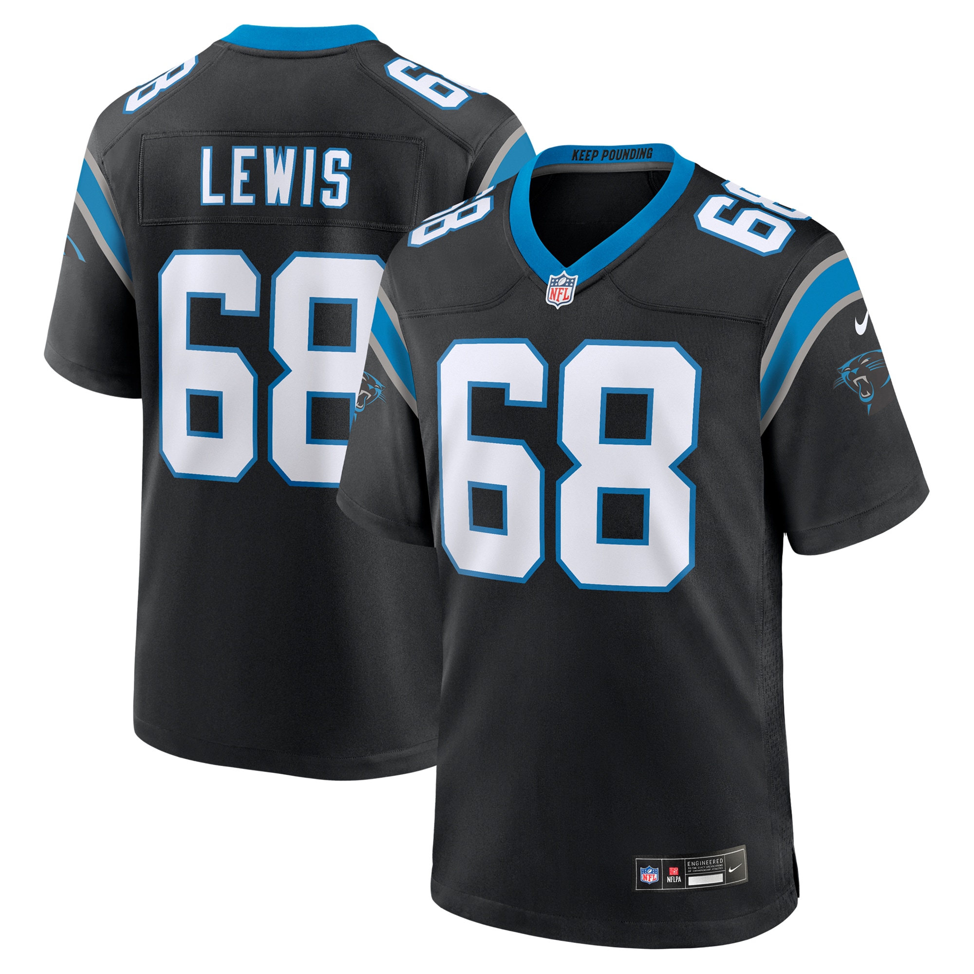 Men's Carolina Panthers Damien Lewis Black Game Jersey JS5633 Saliibo