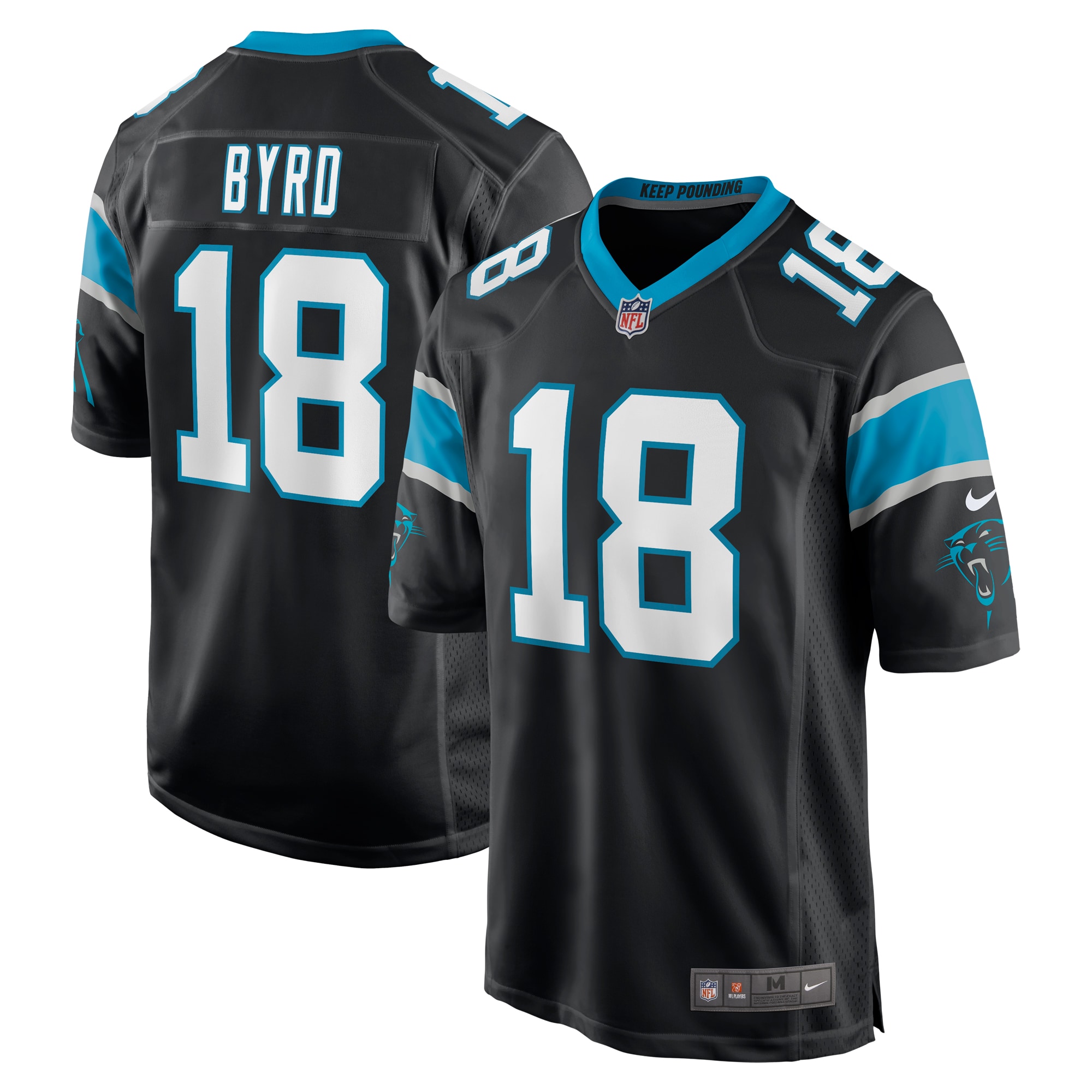Men's Carolina Panthers Damiere Byrd Black Game Player Jersey JS5907 Saliibo