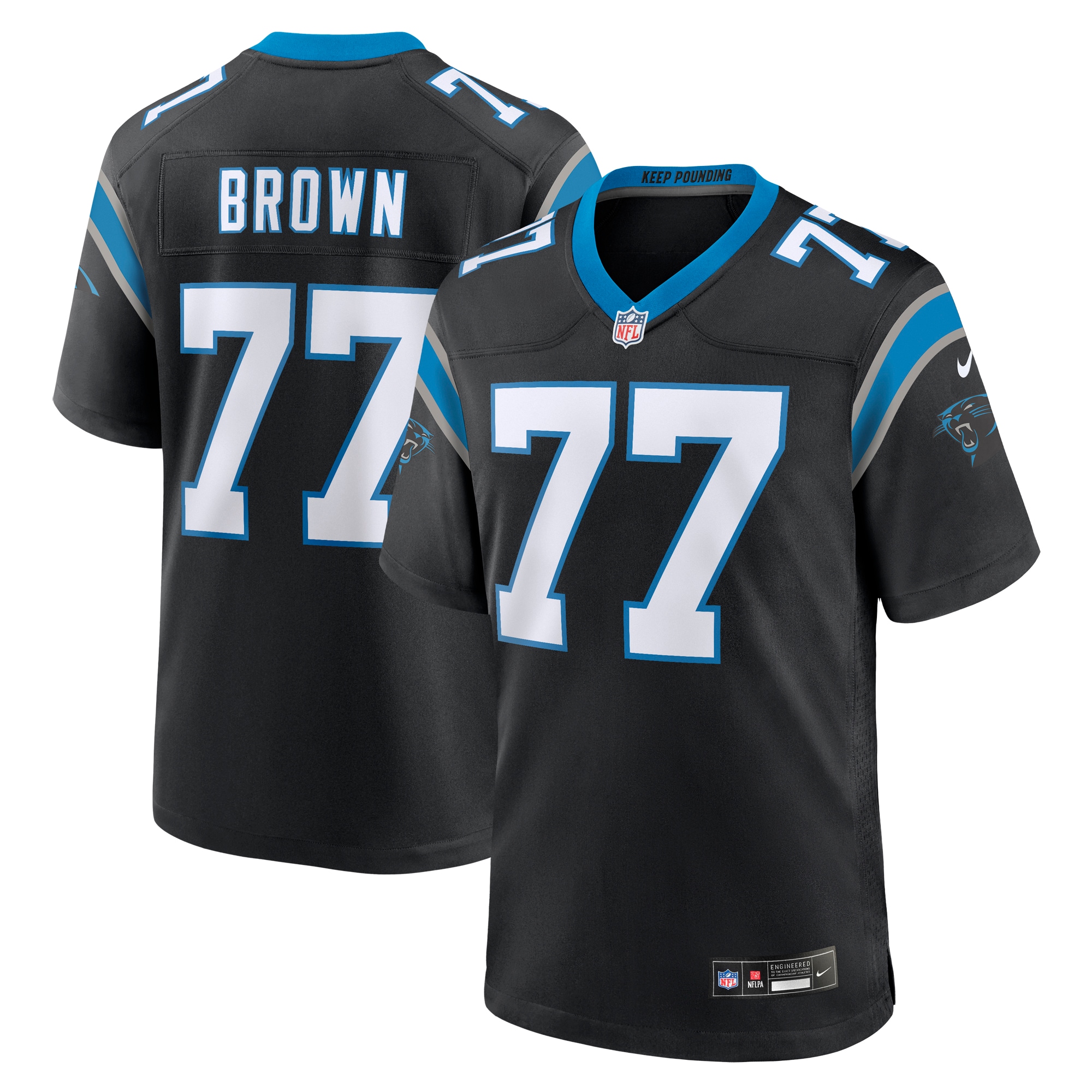 Men's Carolina Panthers Deonte Brown Black Team Game Jersey JS7313 Saliibo
