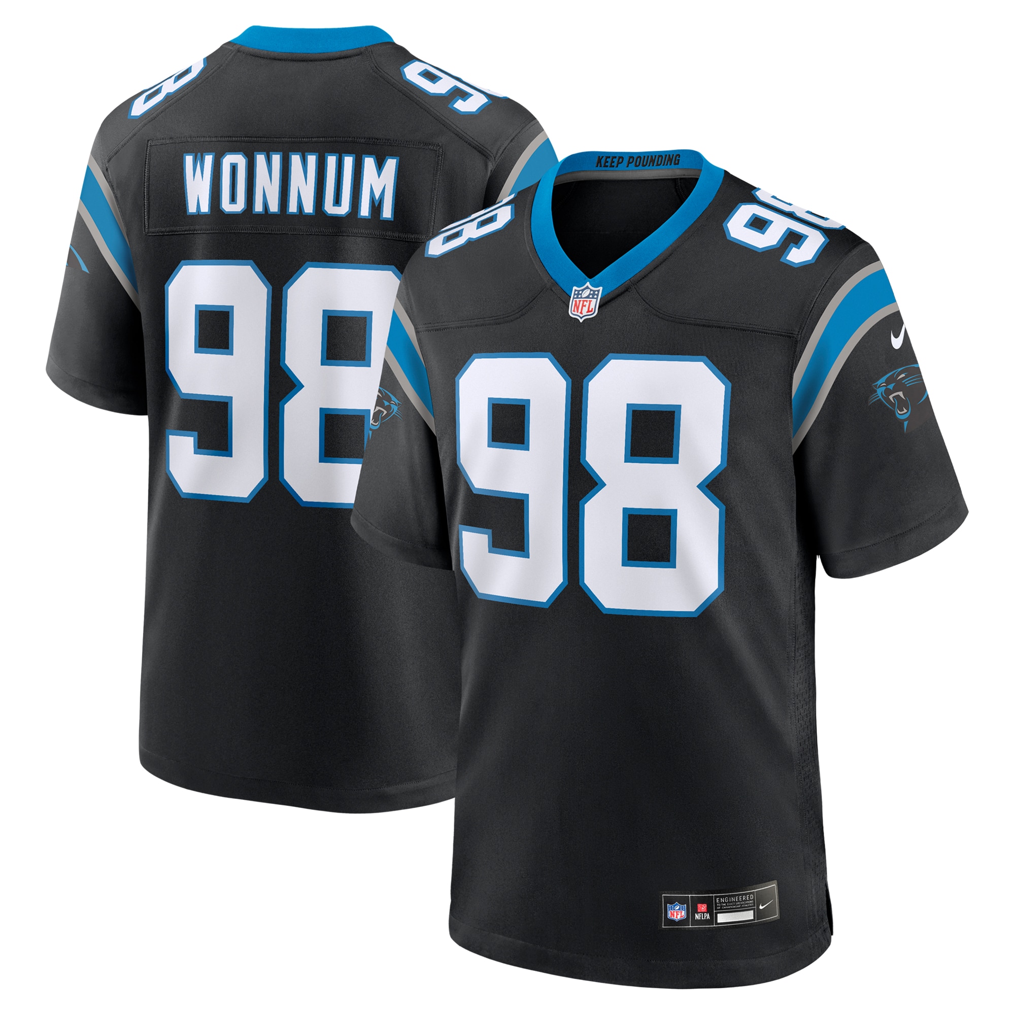 Men's Carolina Panthers D.J. Wonnum Black Game Jersey JS2065 Saliibo