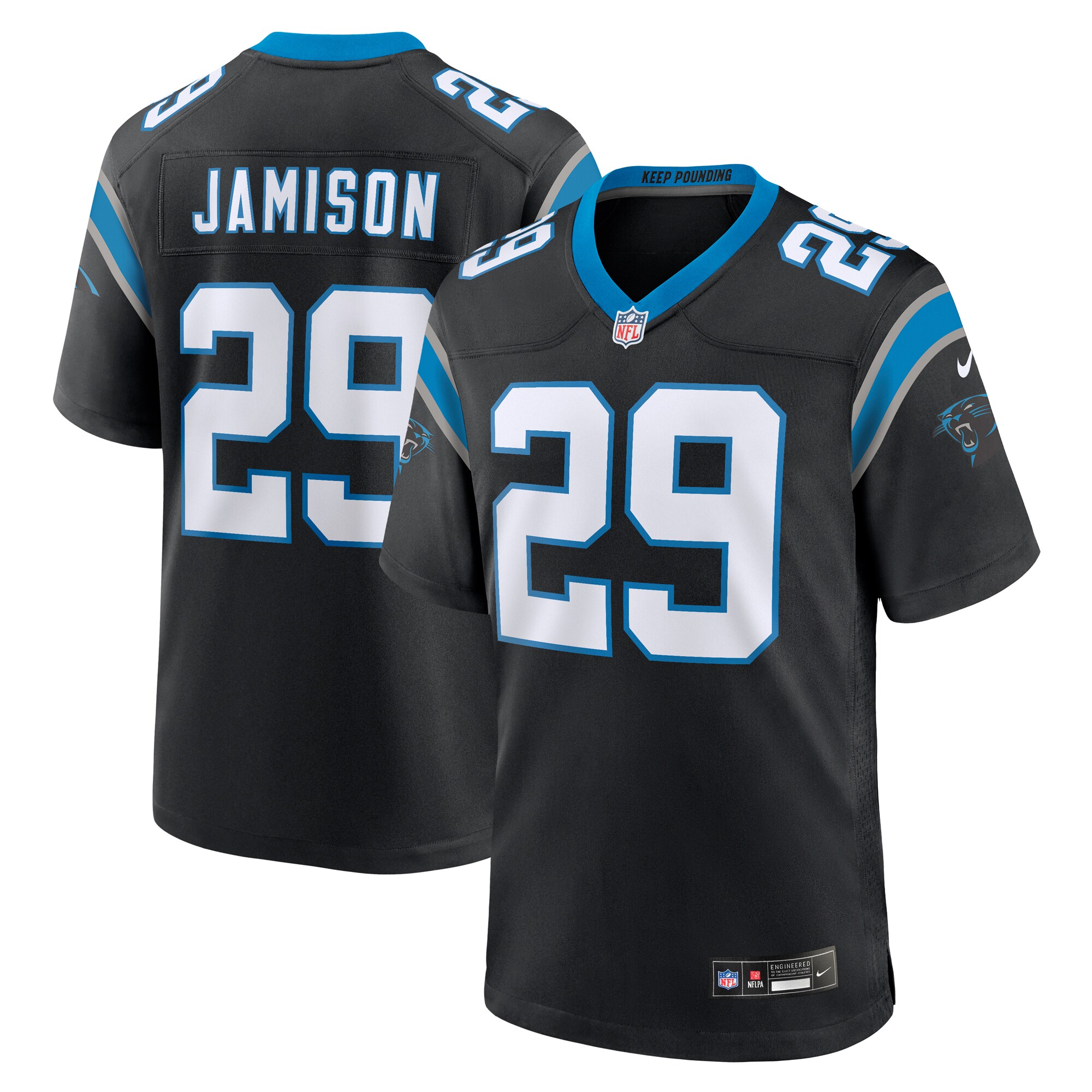 Men's Carolina Panthers D'Shawn Jamison Black Team Game Jersey JS4295 Saliibo