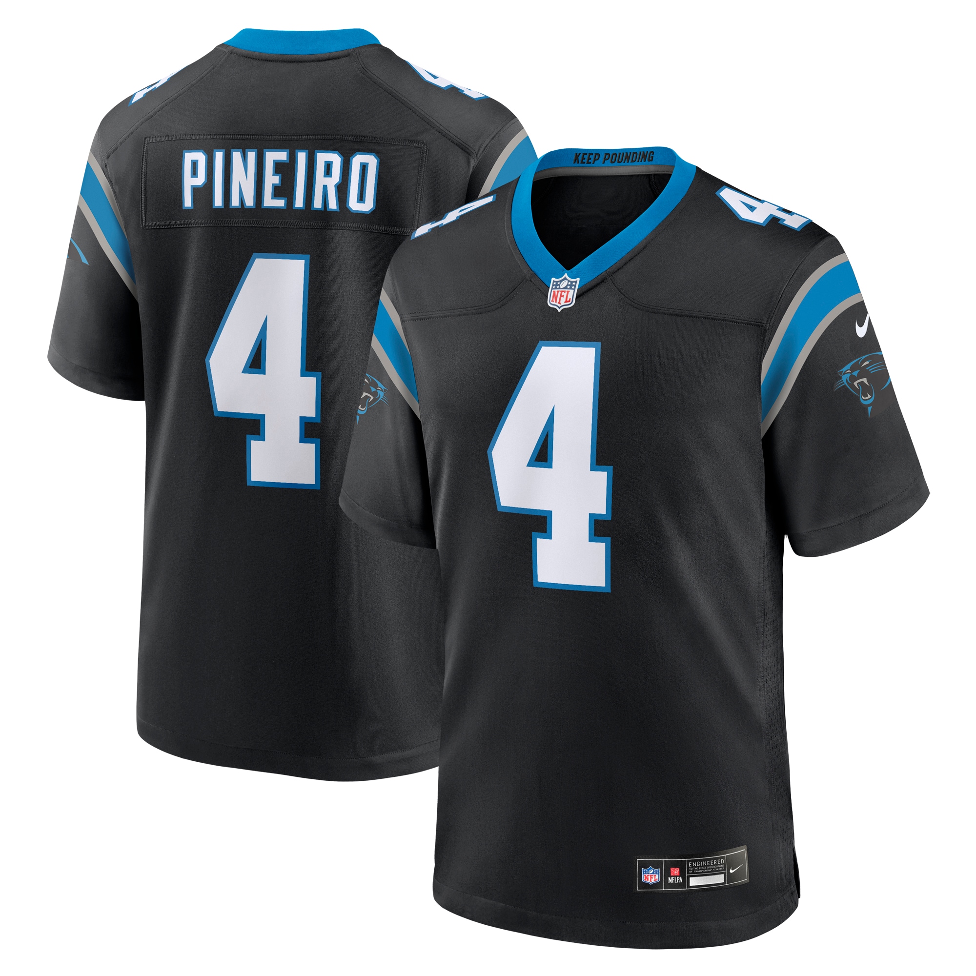 Men's Carolina Panthers Eddy Pineiro Black Team Game Jersey JS4810 Saliibo