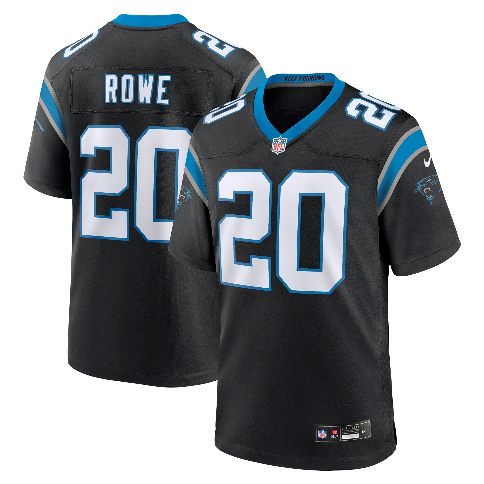 Men's Carolina Panthers Eric Rowe Black Team Game Jersey JS7181 Saliibo
