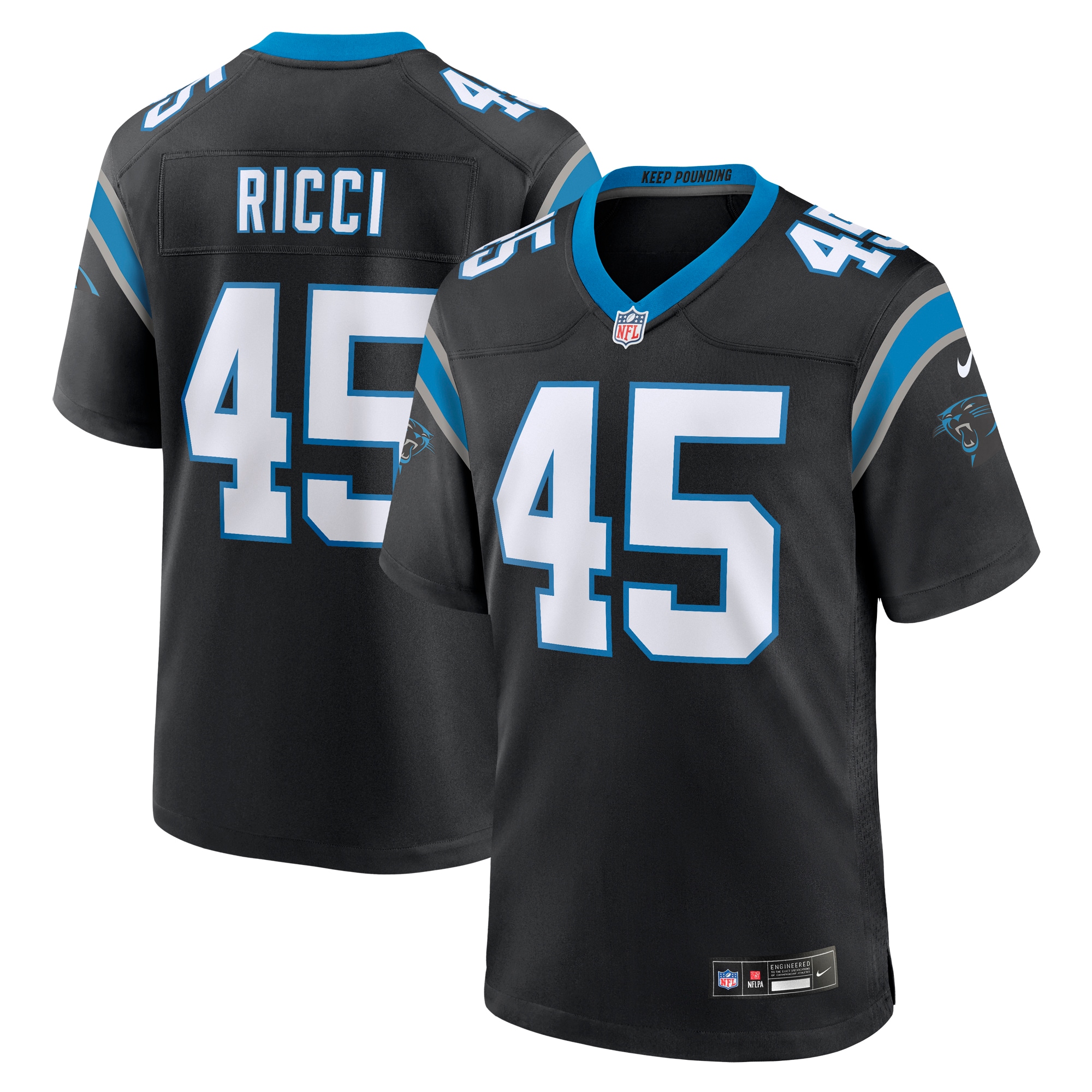 Men's Carolina Panthers Giovanni Ricci Black Team Game Jersey JS8717 Saliibo