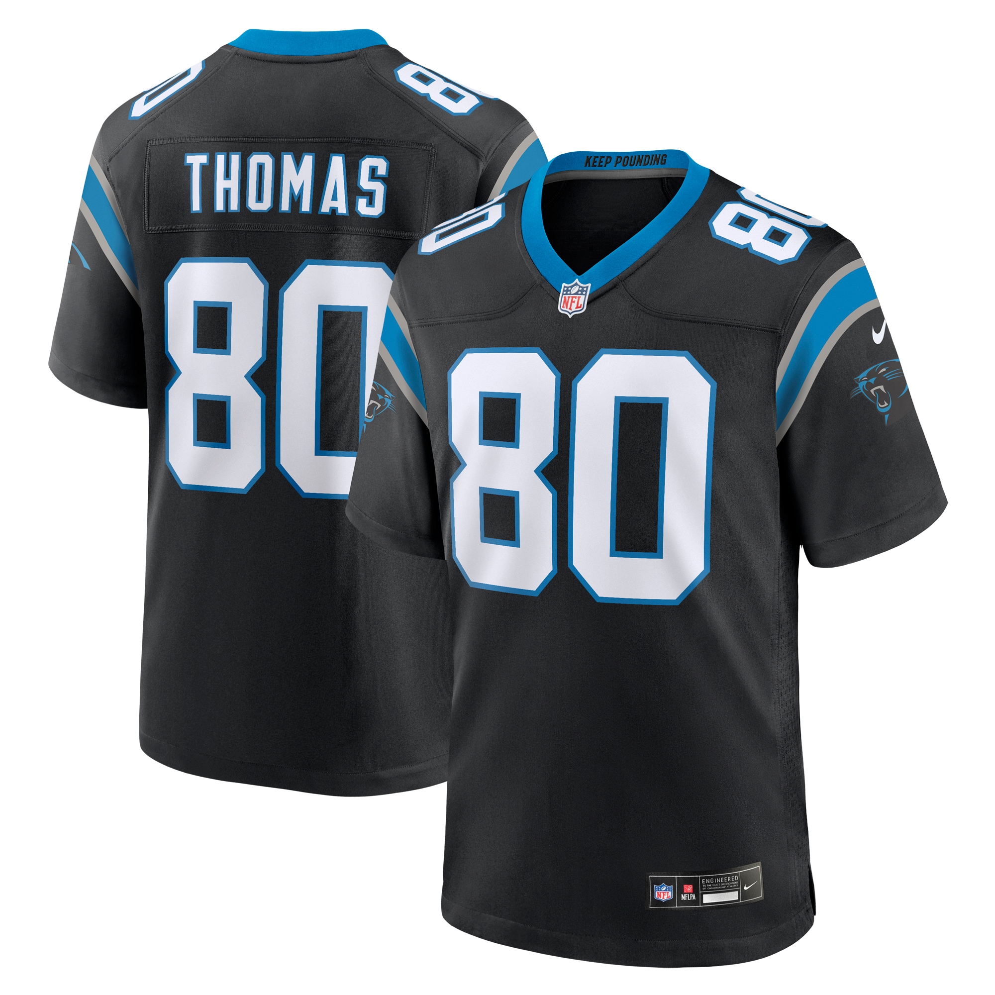 Men's Carolina Panthers Ian Thomas Black Team Game Jersey JS8777 Saliibo