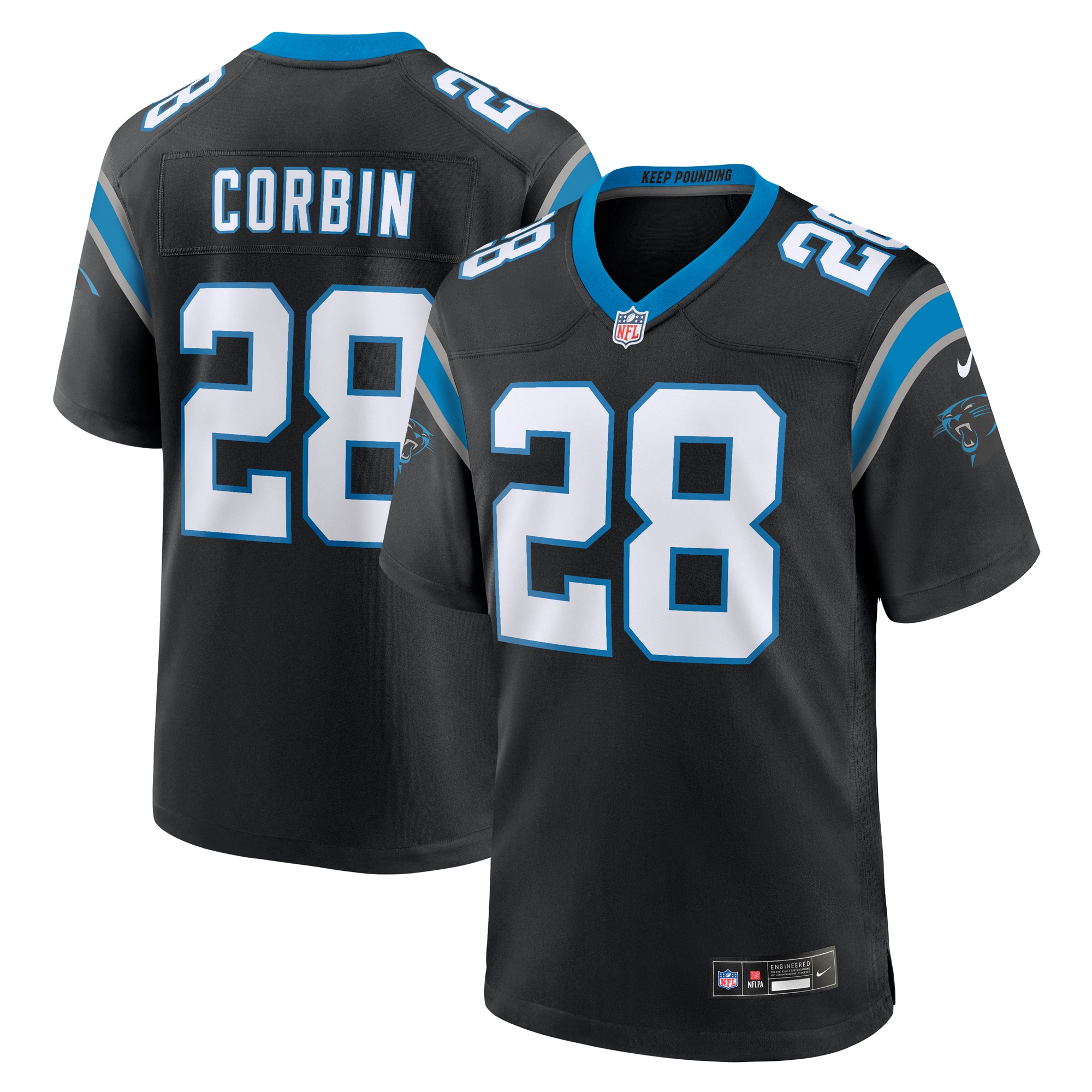 Men's Carolina Panthers Jashaun Corbin Black Team Game Jersey JS6712 Saliibo