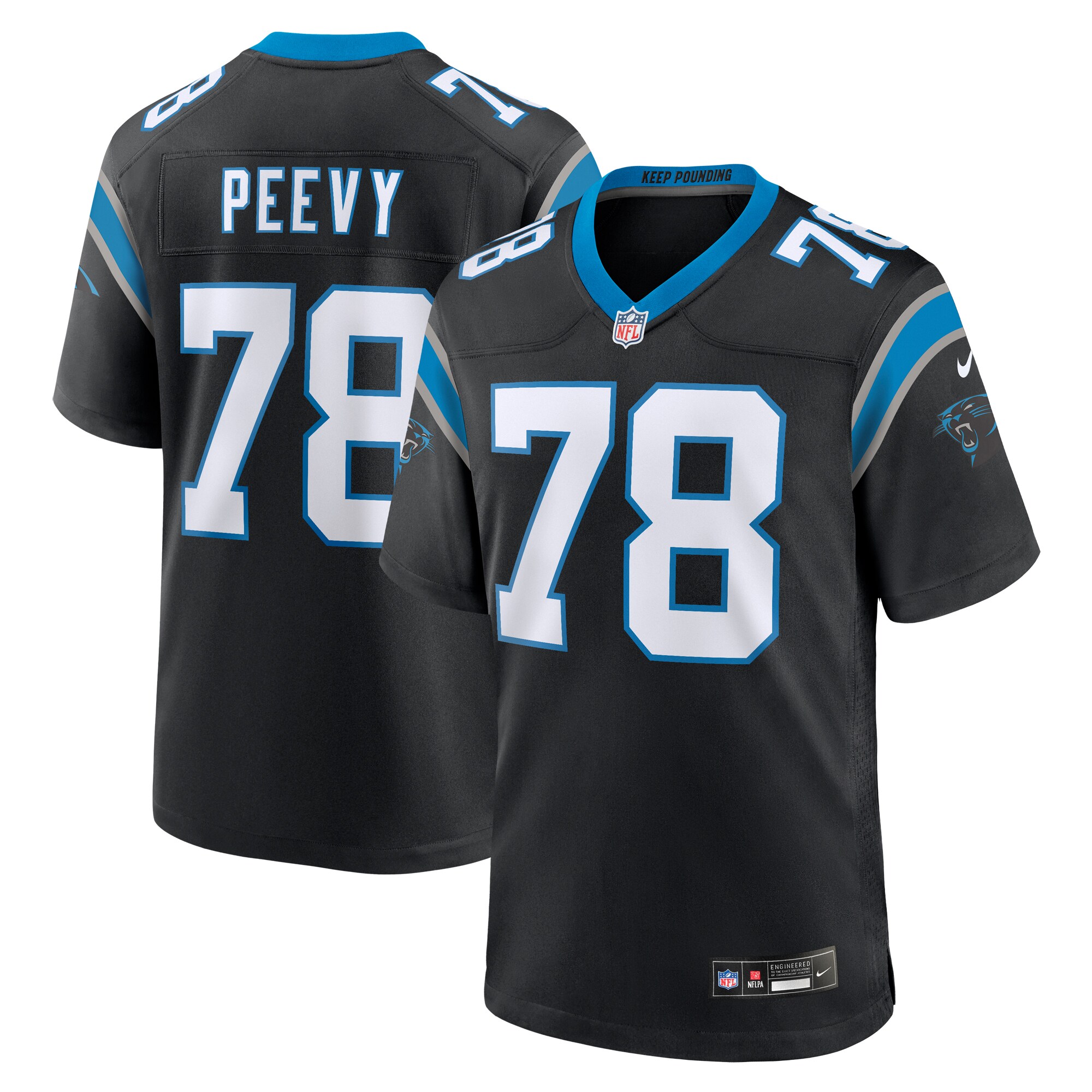 Men's Carolina Panthers Jayden Peevy Black Game Jersey JS3136 Saliibo