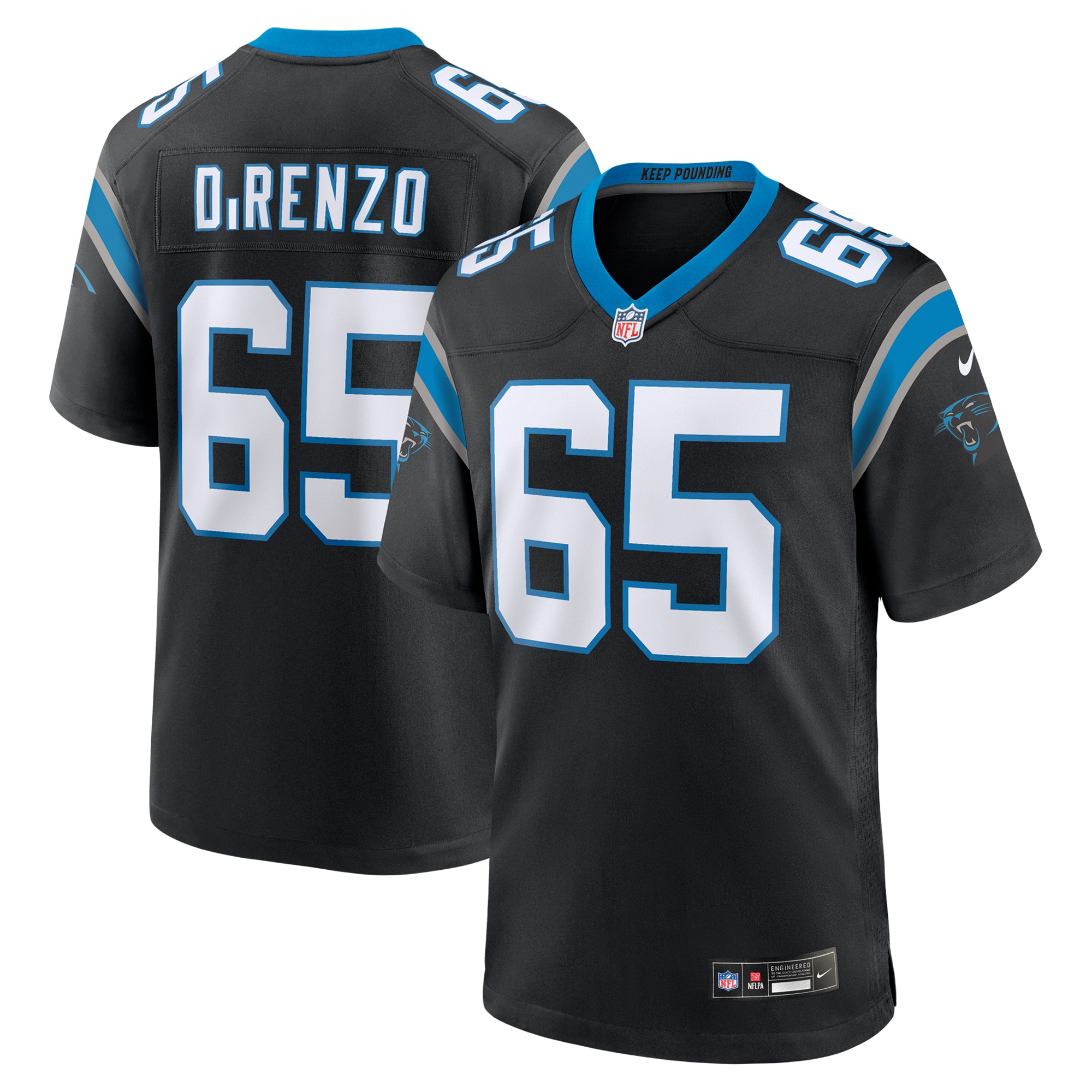 Men's Carolina Panthers J.D. DiRenzo Black Game Jersey JS6161 Saliibo