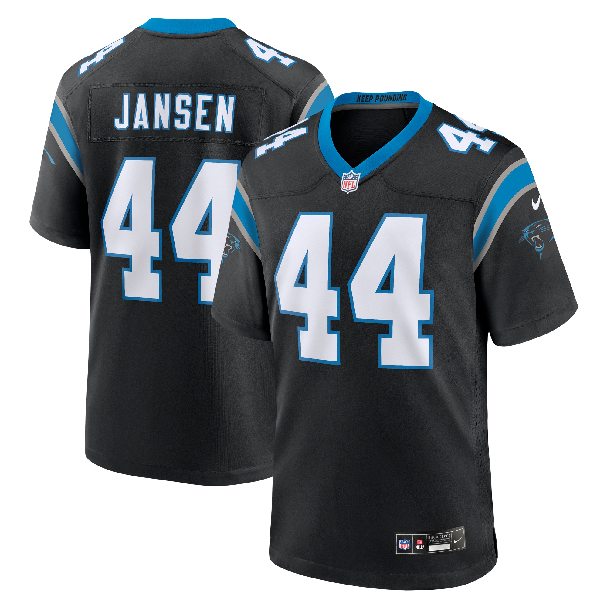 Men's Carolina Panthers J.J. Jansen Black Team Game Jersey JS8612 Saliibo