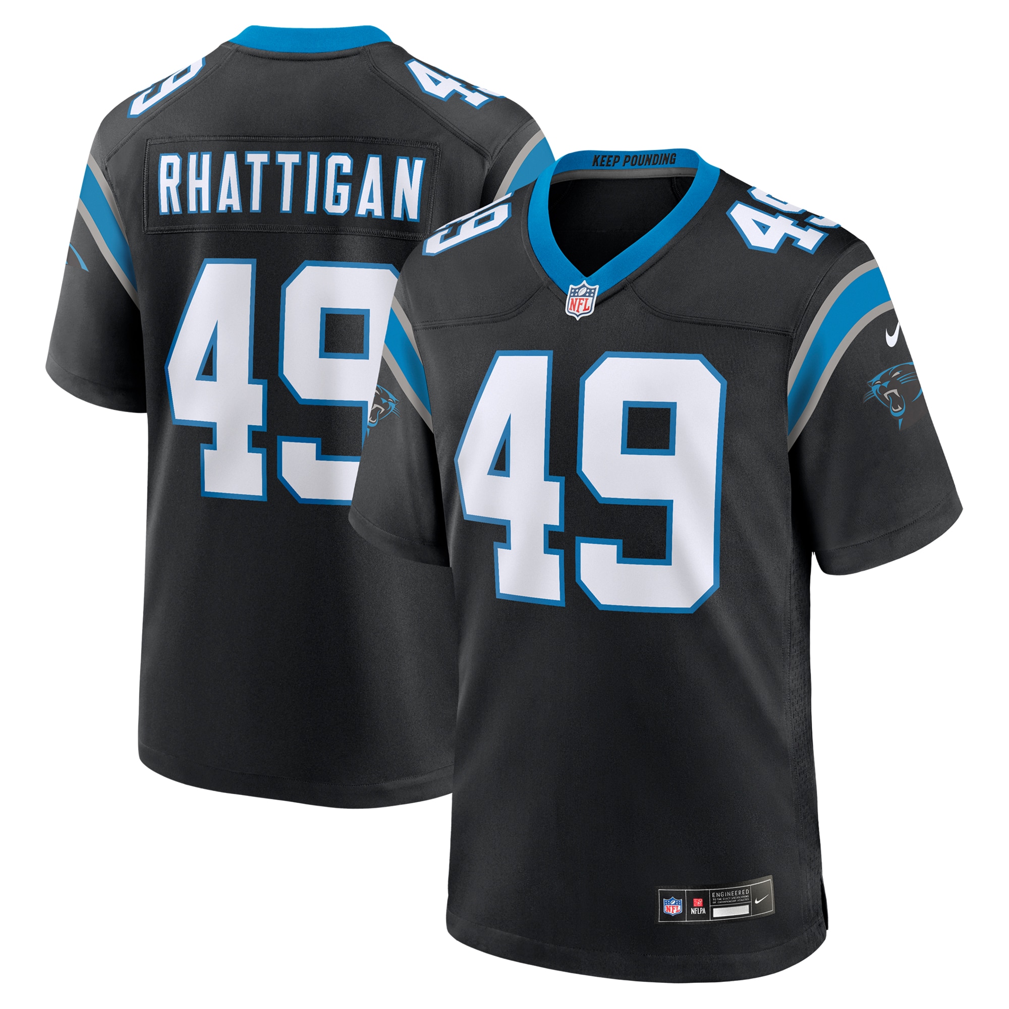 Men's Carolina Panthers Jon Rhattigan Black Game Jersey JS2336 Saliibo