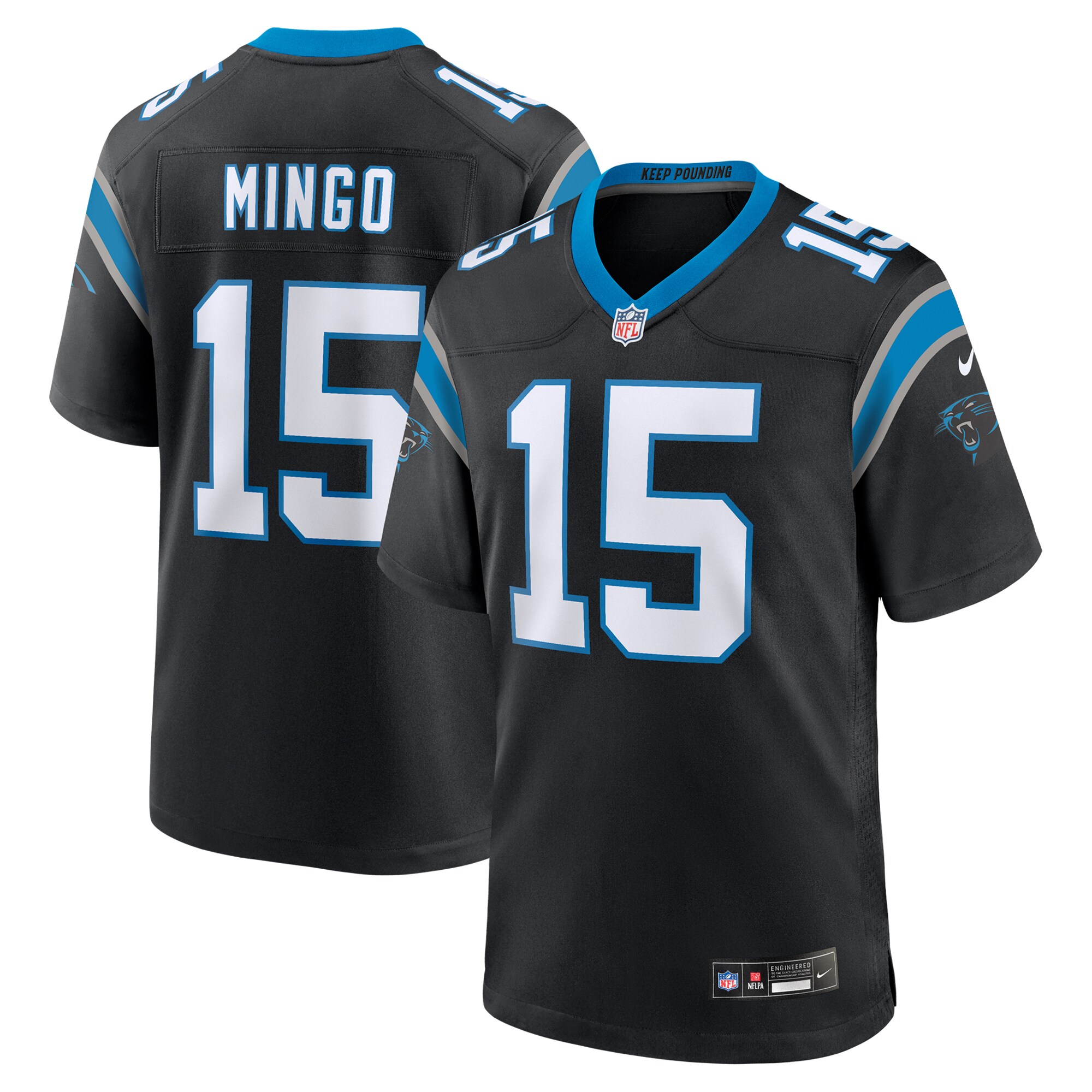 Men's Carolina Panthers Jonathan Mingo Black Game Jersey JS5524 Saliibo