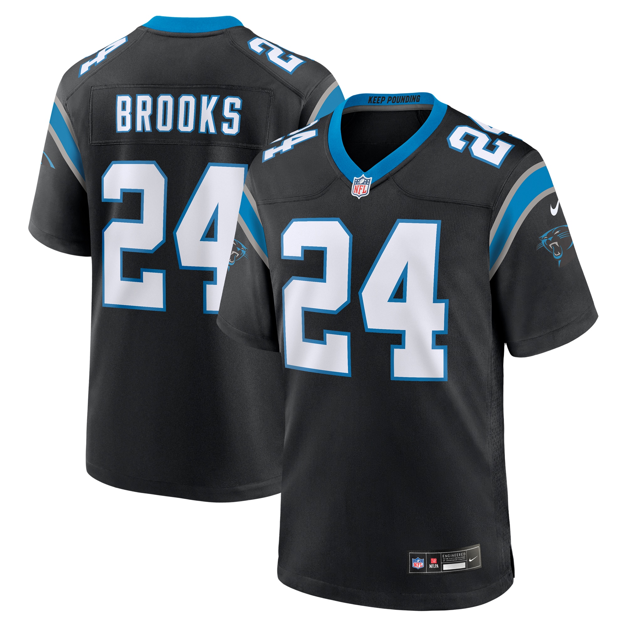 Men's Carolina Panthers Jonathon Brooks Black Game Jersey JS8042 Saliibo