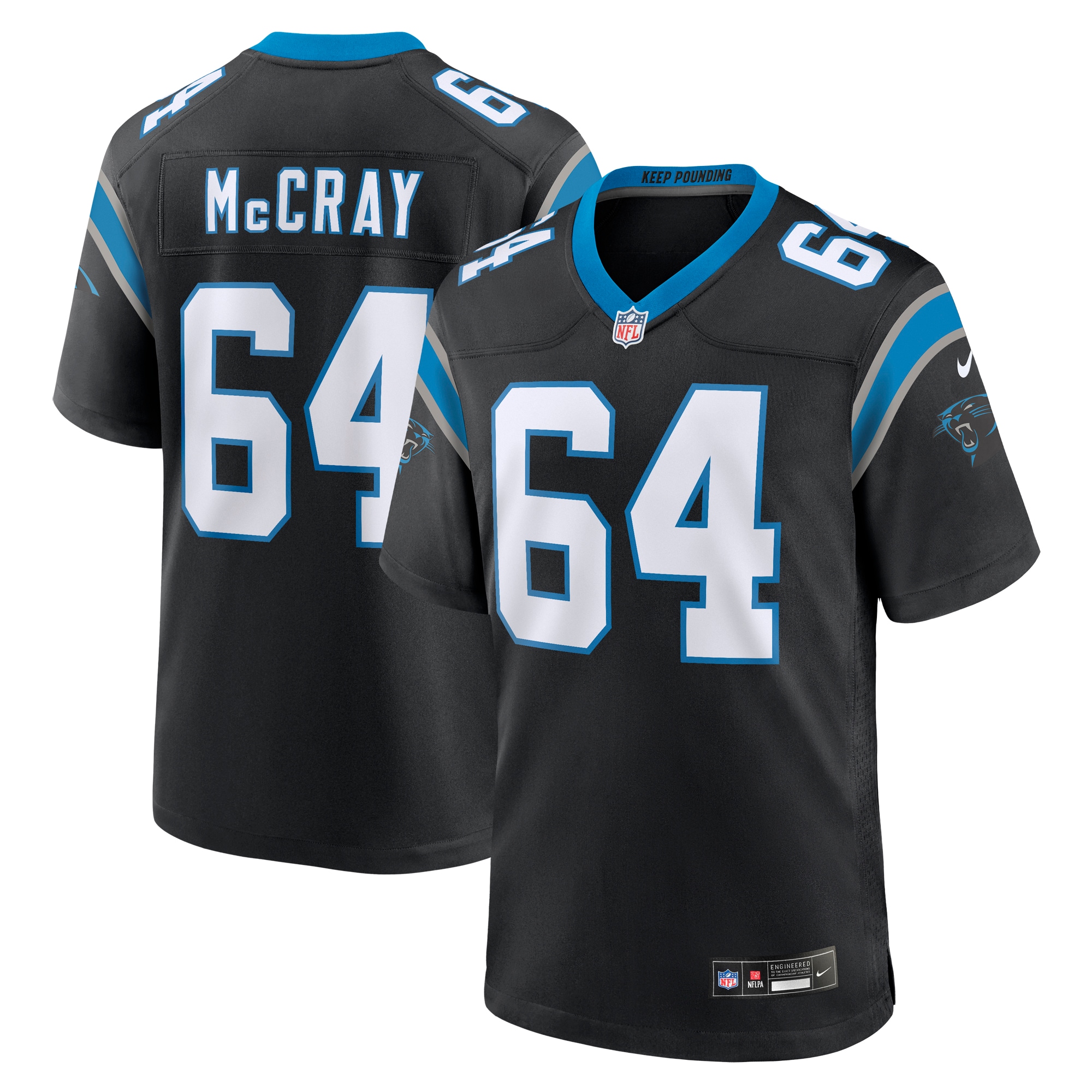Men's Carolina Panthers Justin McCray Black Team Game Jersey JS9619 Saliibo