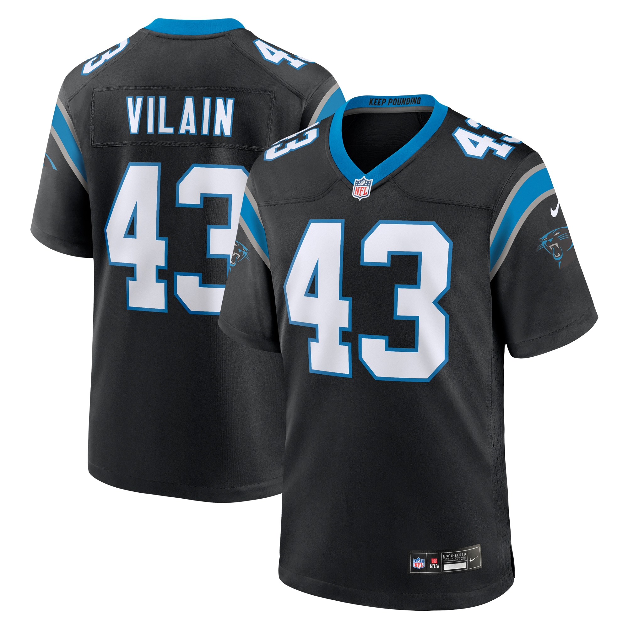 Men's Carolina Panthers Luiji Vilain Black Game Jersey JS1667 Saliibo