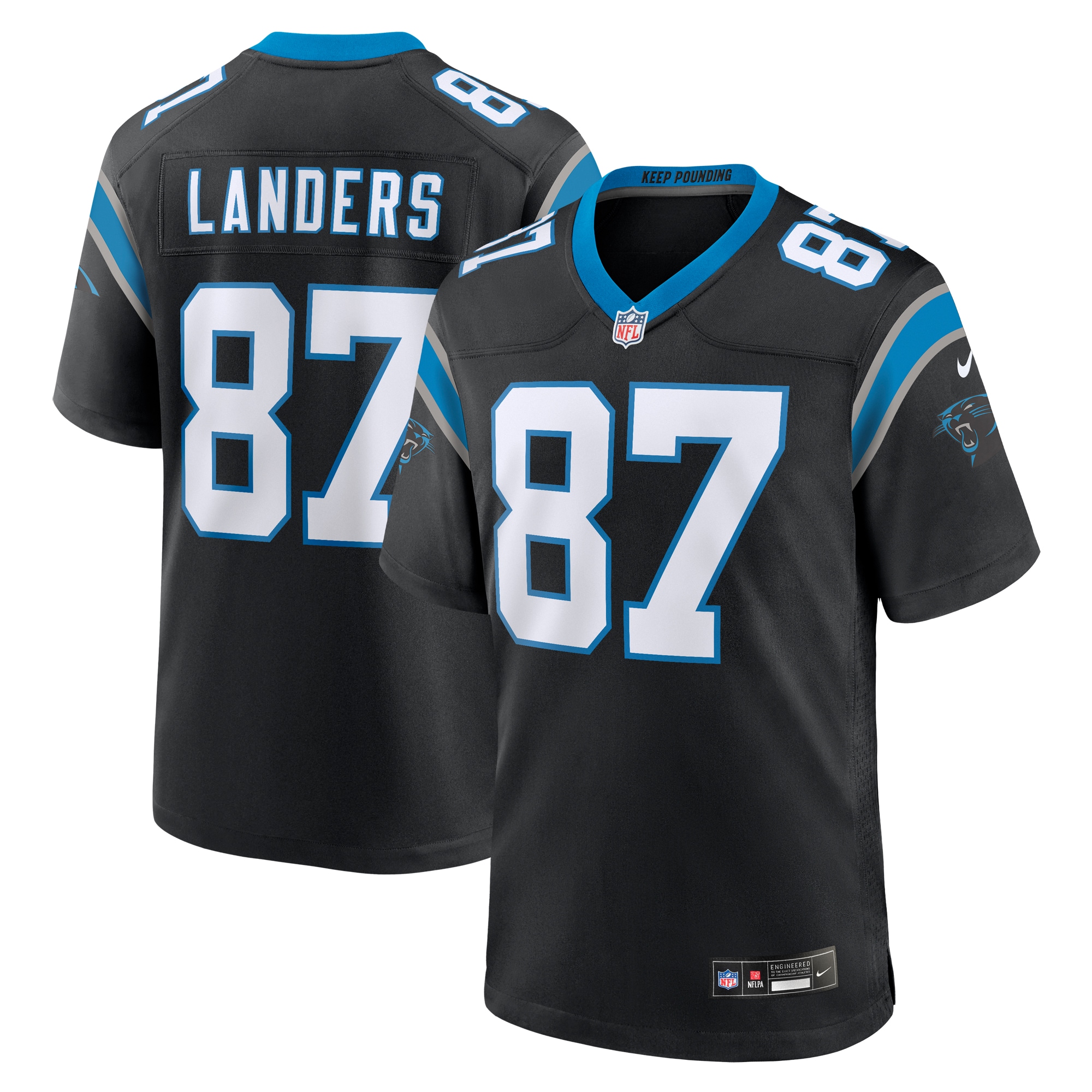 Men's Carolina Panthers Matt Landers Black Game Jersey JS2372 Saliibo