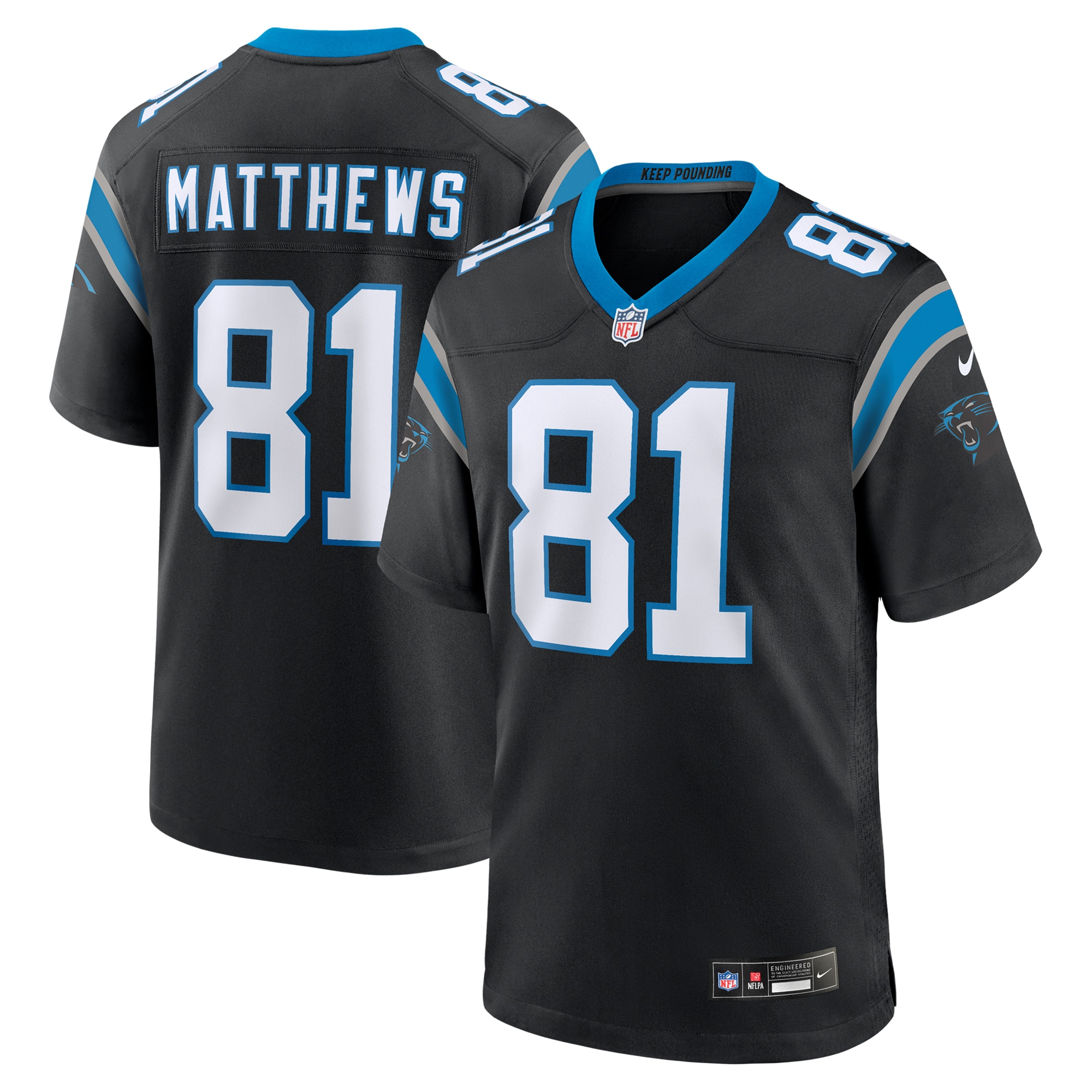 Men's Carolina Panthers Matthews Black Game Jersey JS3622 Saliibo