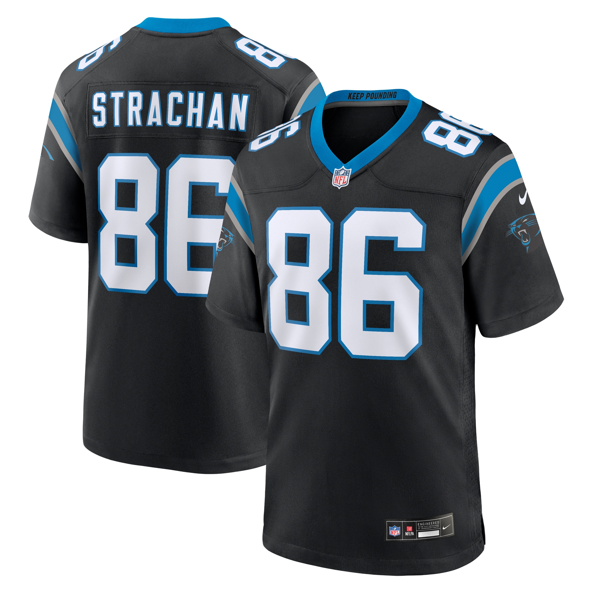 Men's Carolina Panthers Mike Strachan Black Game Jersey JS3020 Saliibo
