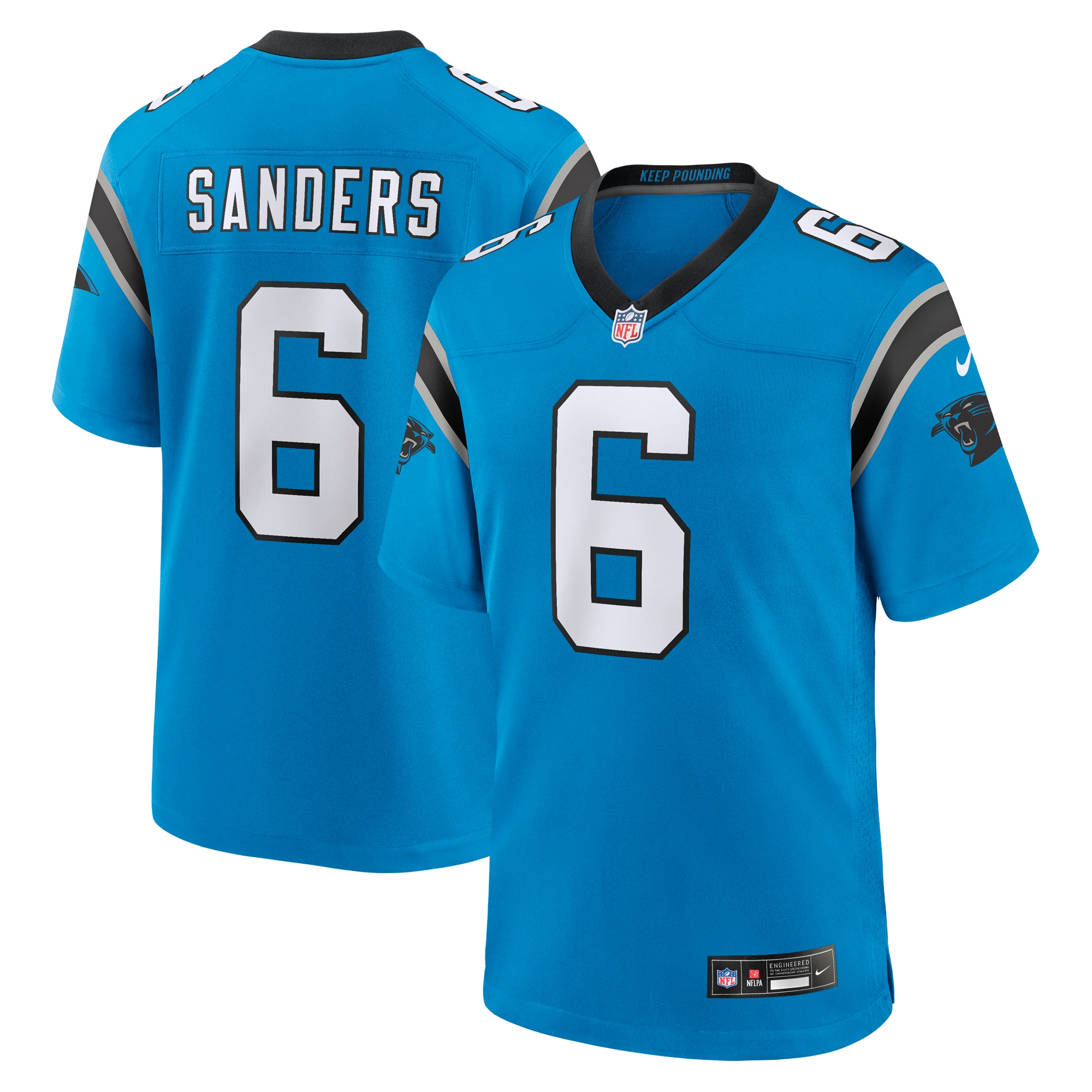 Men's Carolina Panthers Miles Sanders Blue Team Game Jersey JS9223 Saliibo