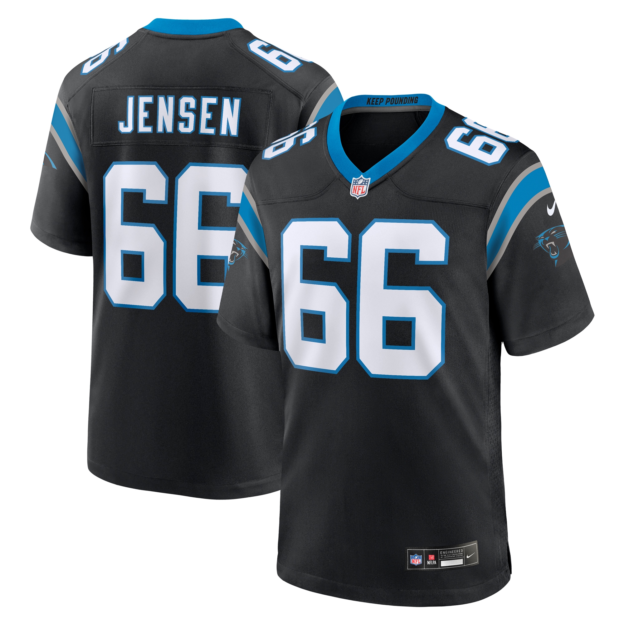 Men's Carolina Panthers Nash Jensen Black Team Game Jersey JS9566 Saliibo