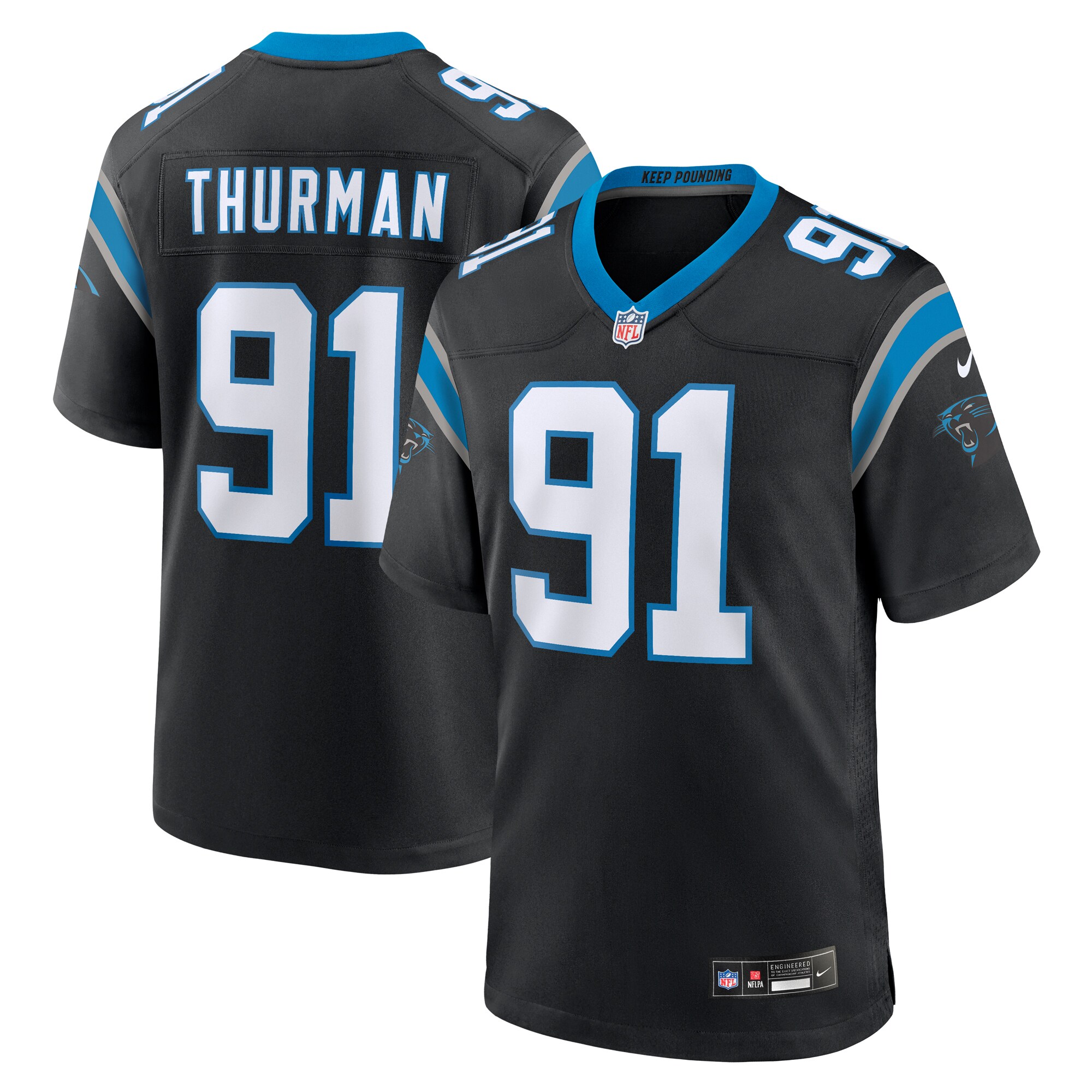 Men's Carolina Panthers Nick Thurman Black Team Game Jersey JS7931 Saliibo