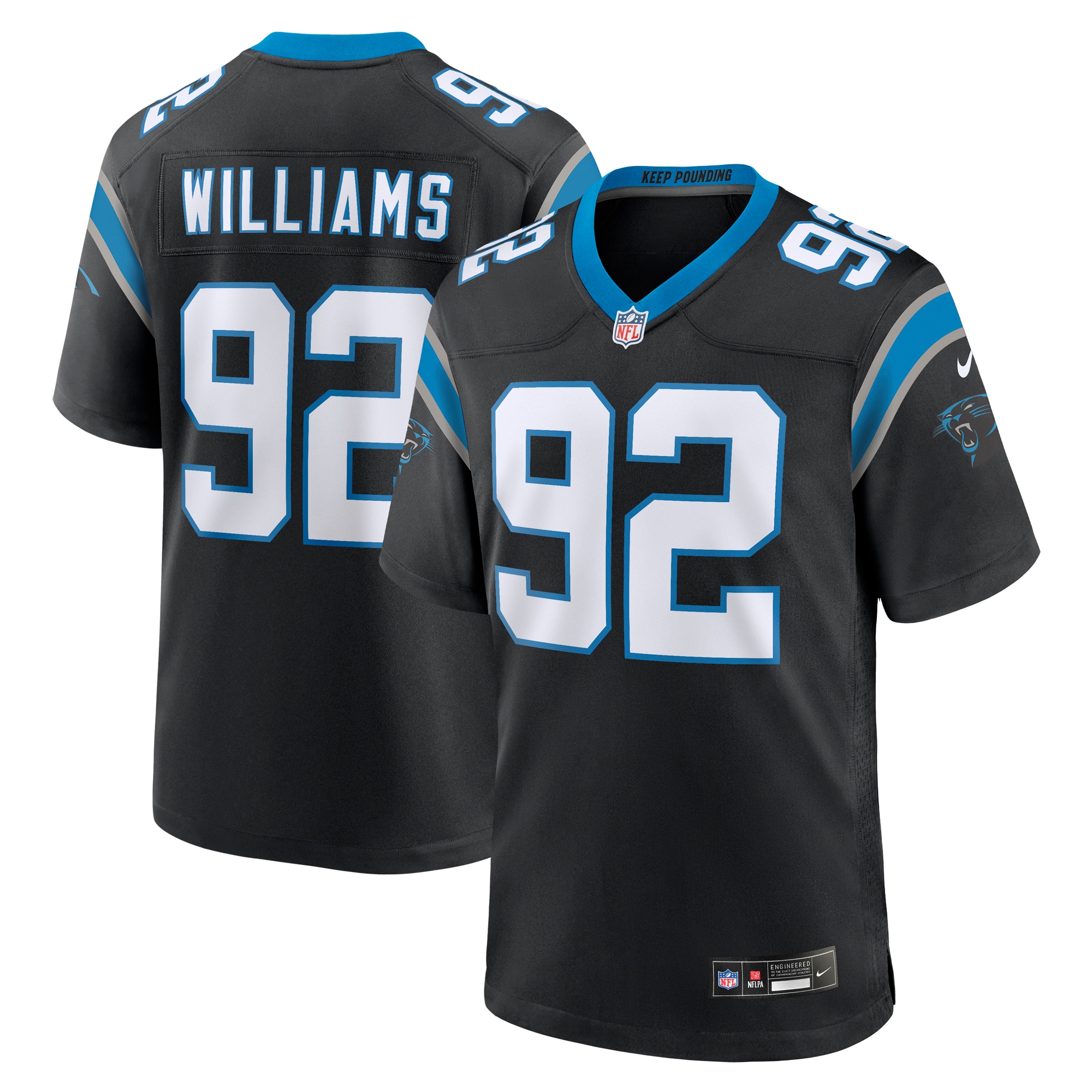 Men's Carolina Panthers Raequan Williams Black Team Game Jersey JS2291 Saliibo