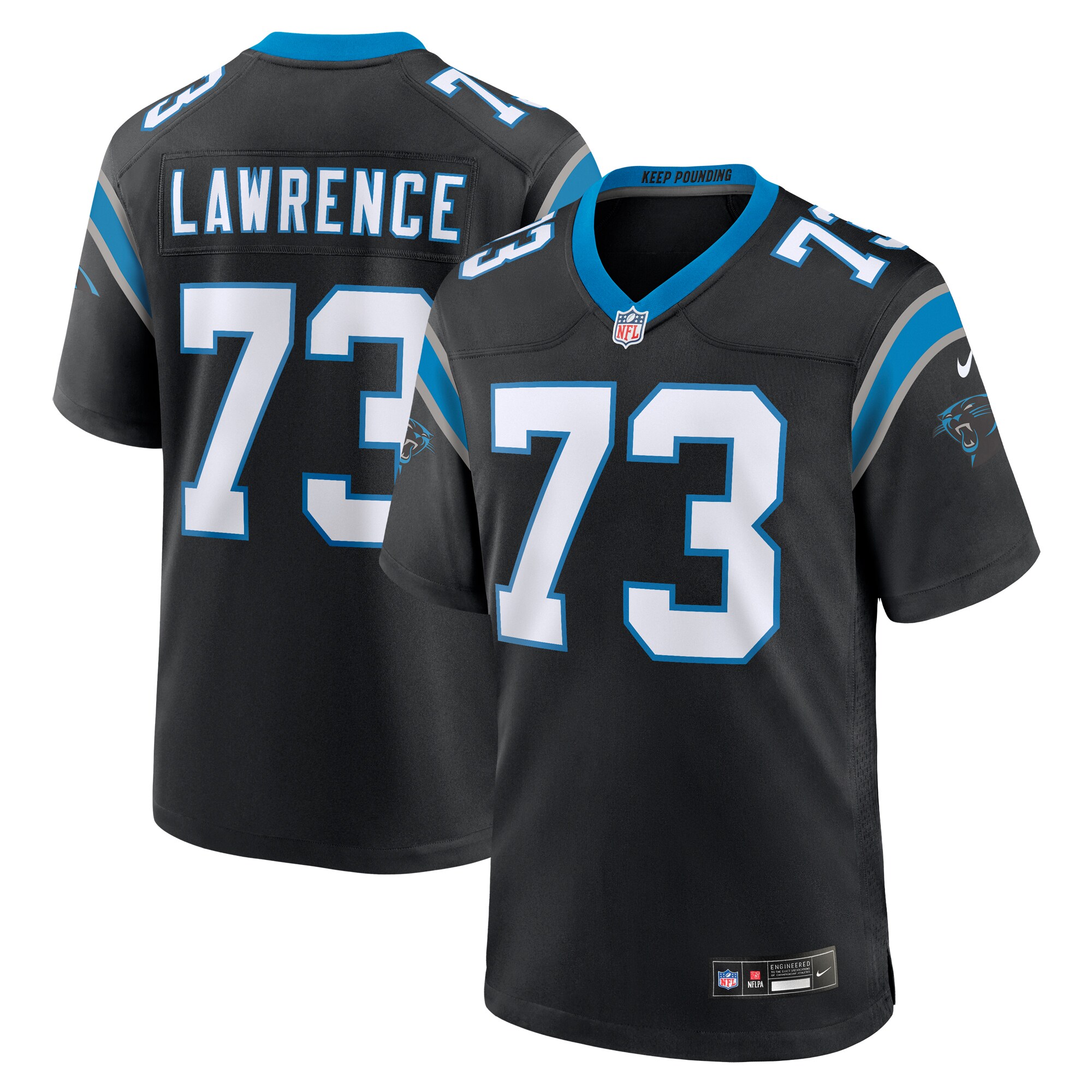 Men's Carolina Panthers Rashard Lawrence Black Game Jersey JS8090 Saliibo