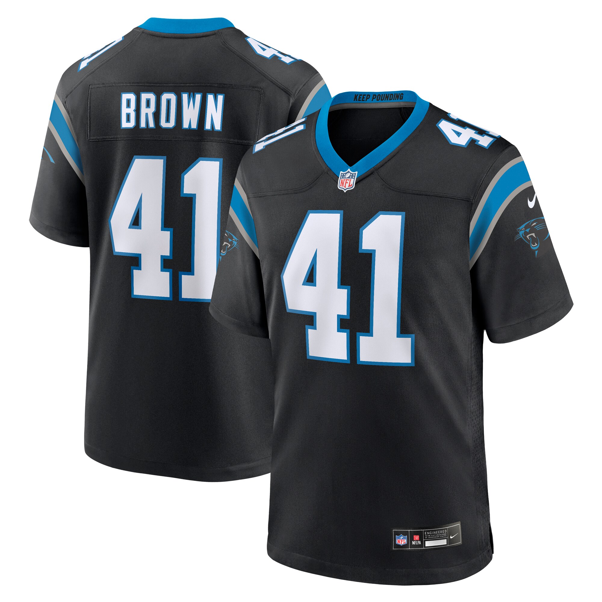 Men's Carolina Panthers Spencer Brown Black Team Game Jersey JS6758 Saliibo