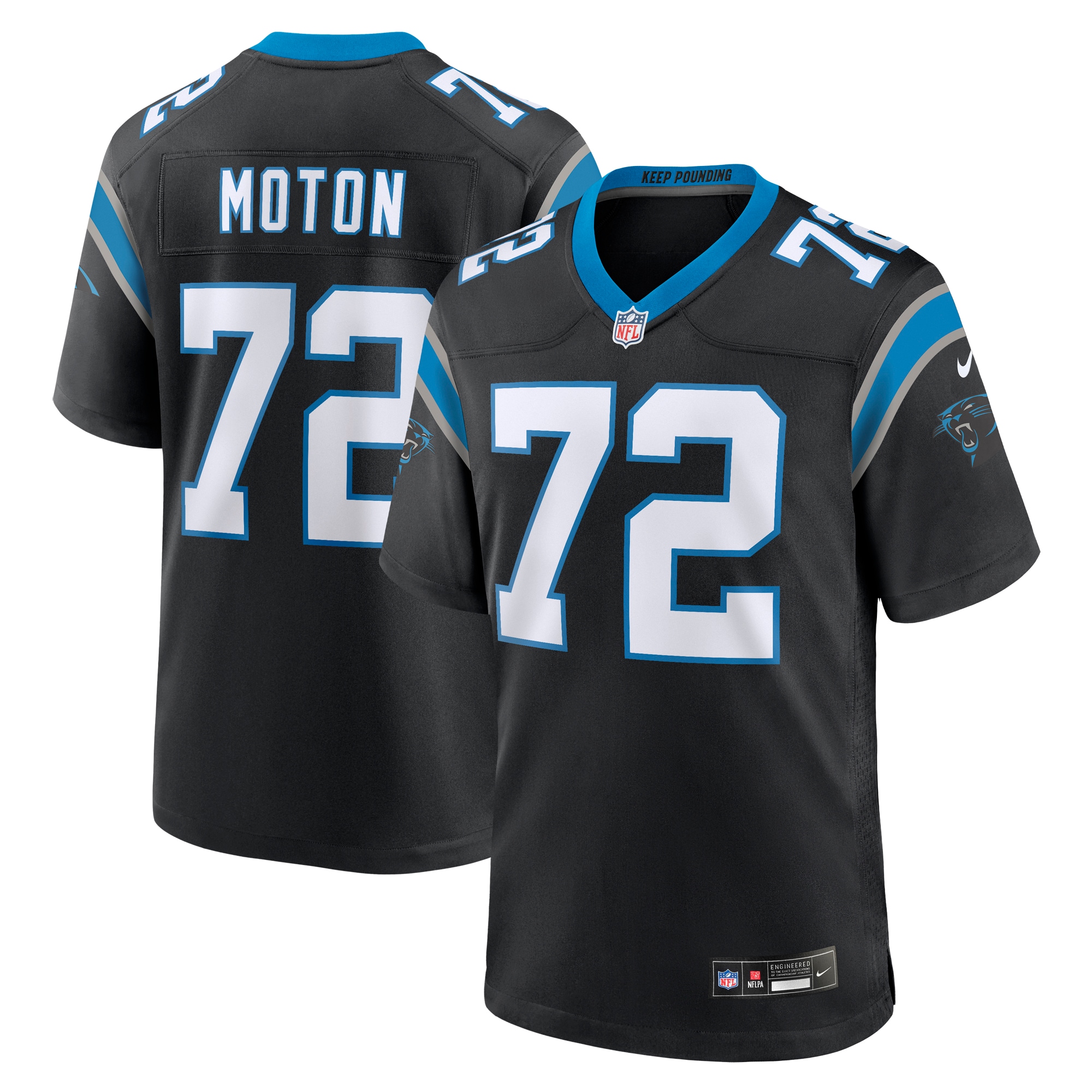 Men's Carolina Panthers Taylor Moton Black Team Game Jersey JS4275 Saliibo