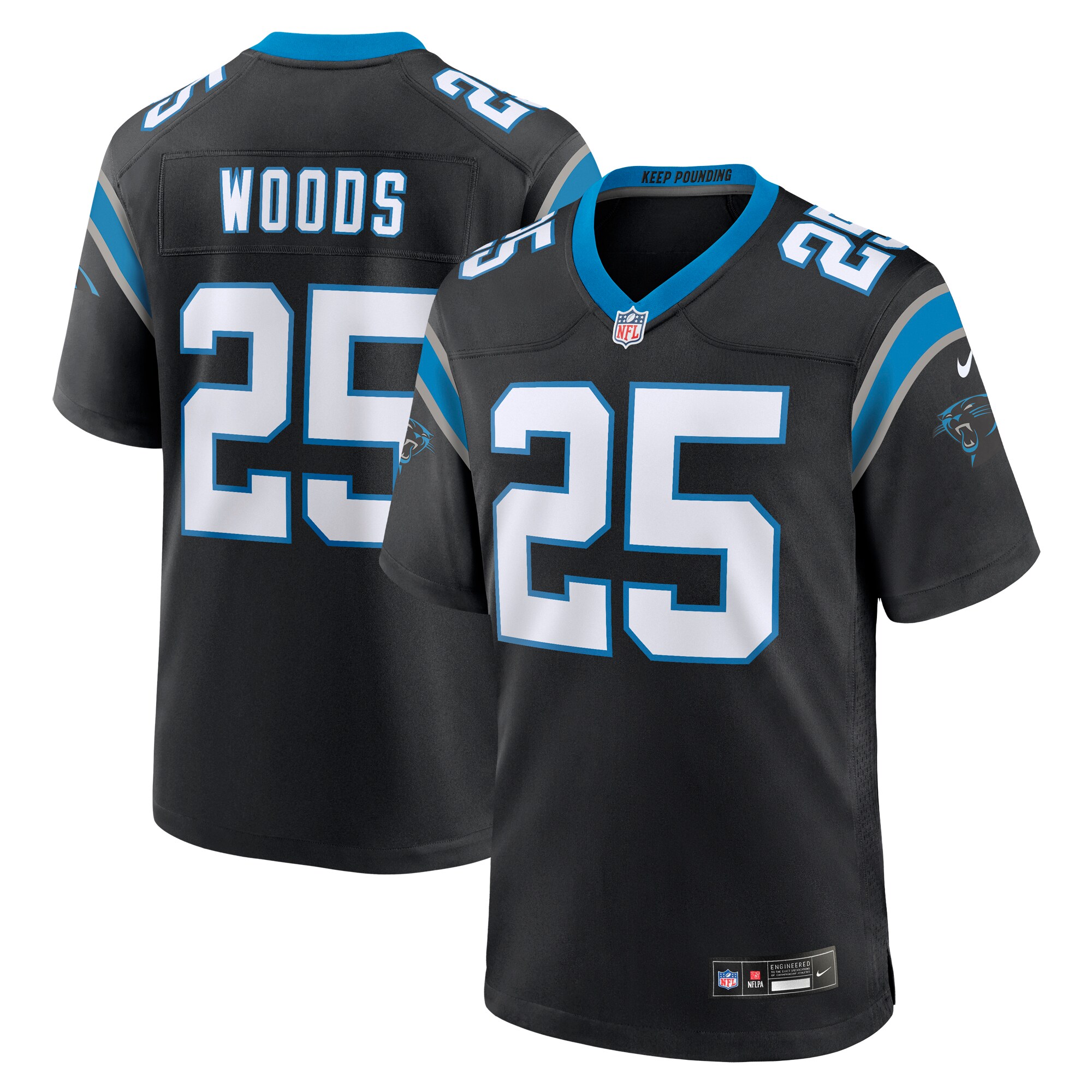 Men's Carolina Panthers Xavier Woods Black Team Game Jersey JS7571 Saliibo