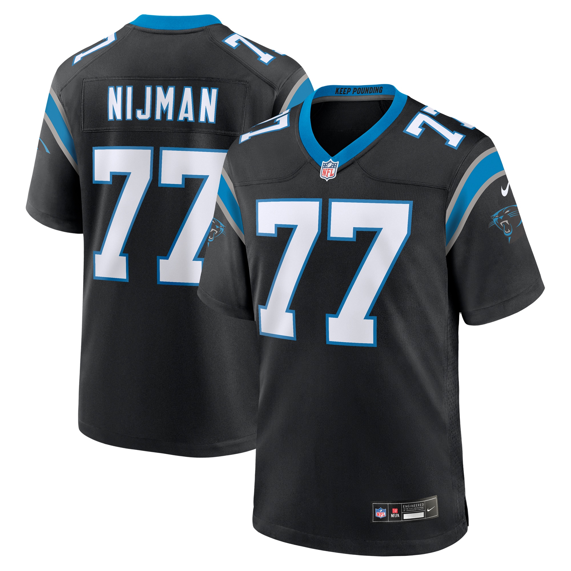 Men's Carolina Panthers Yosh Nijman Black Game Jersey JS7132 Saliibo
