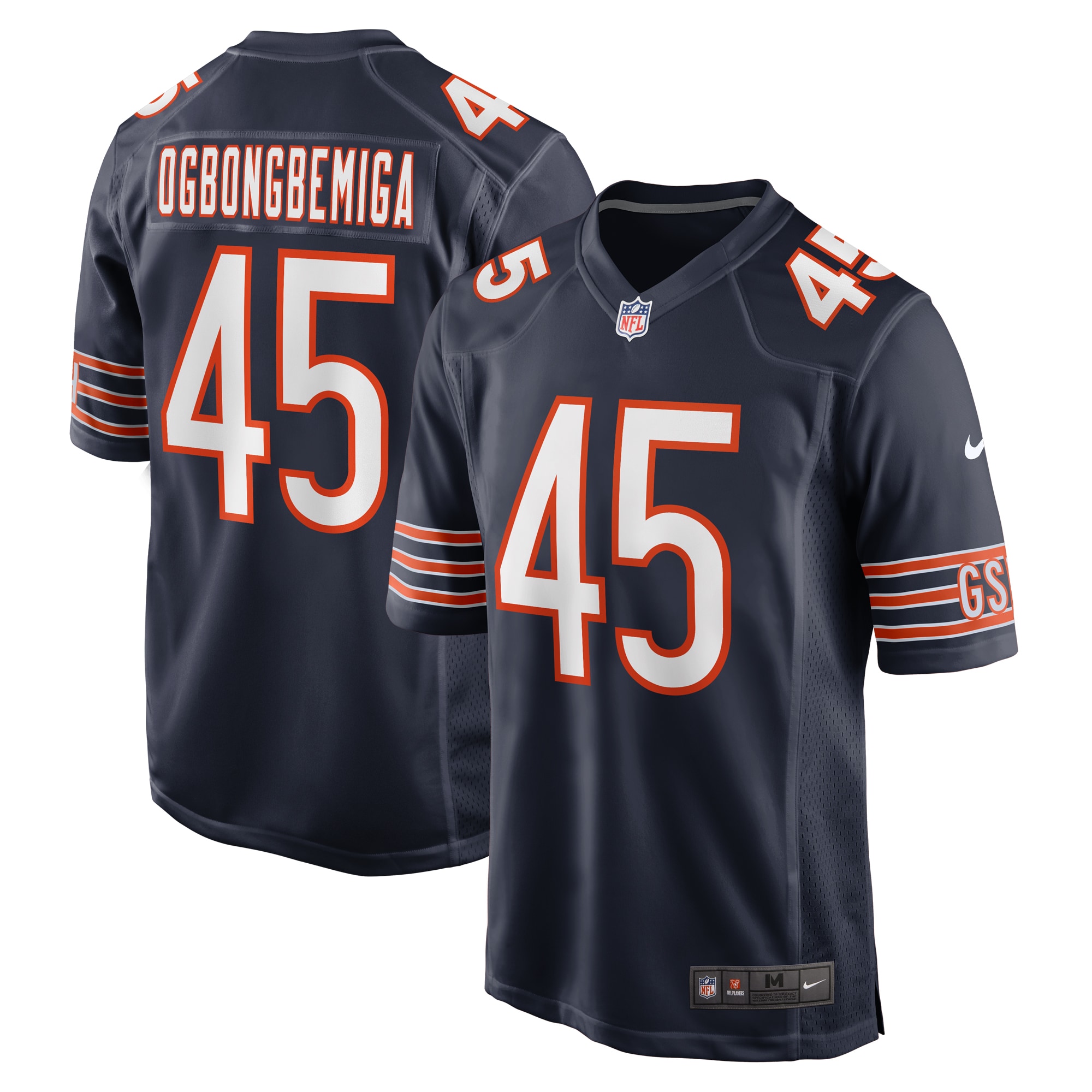 Men's Chicago Bears Amen Ogbongbemiga Navy Game Jersey JS8631 Saliibo