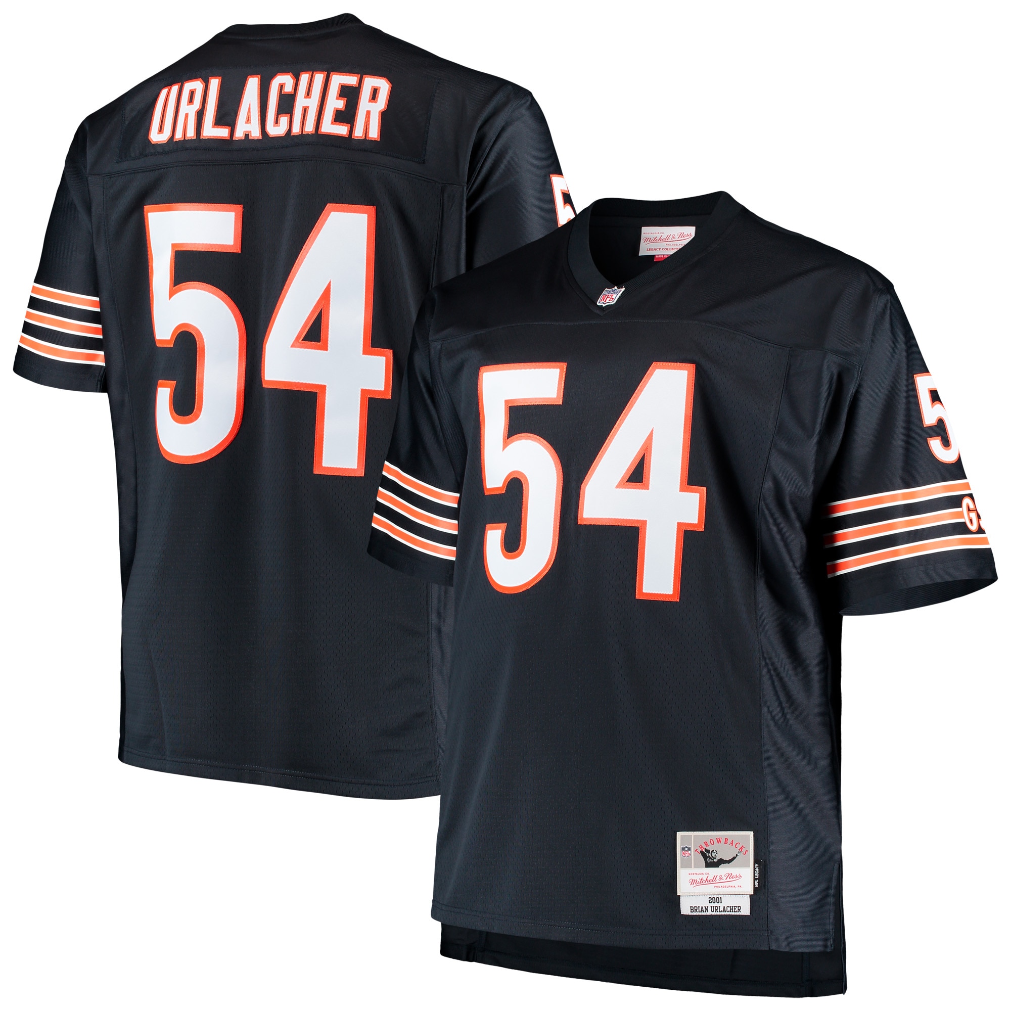 Men's Chicago Bears Brian Urlacher Mitchell & Ness Navy Big & Tall 2001 Retired Player Jersey JS3492 Saliibo
