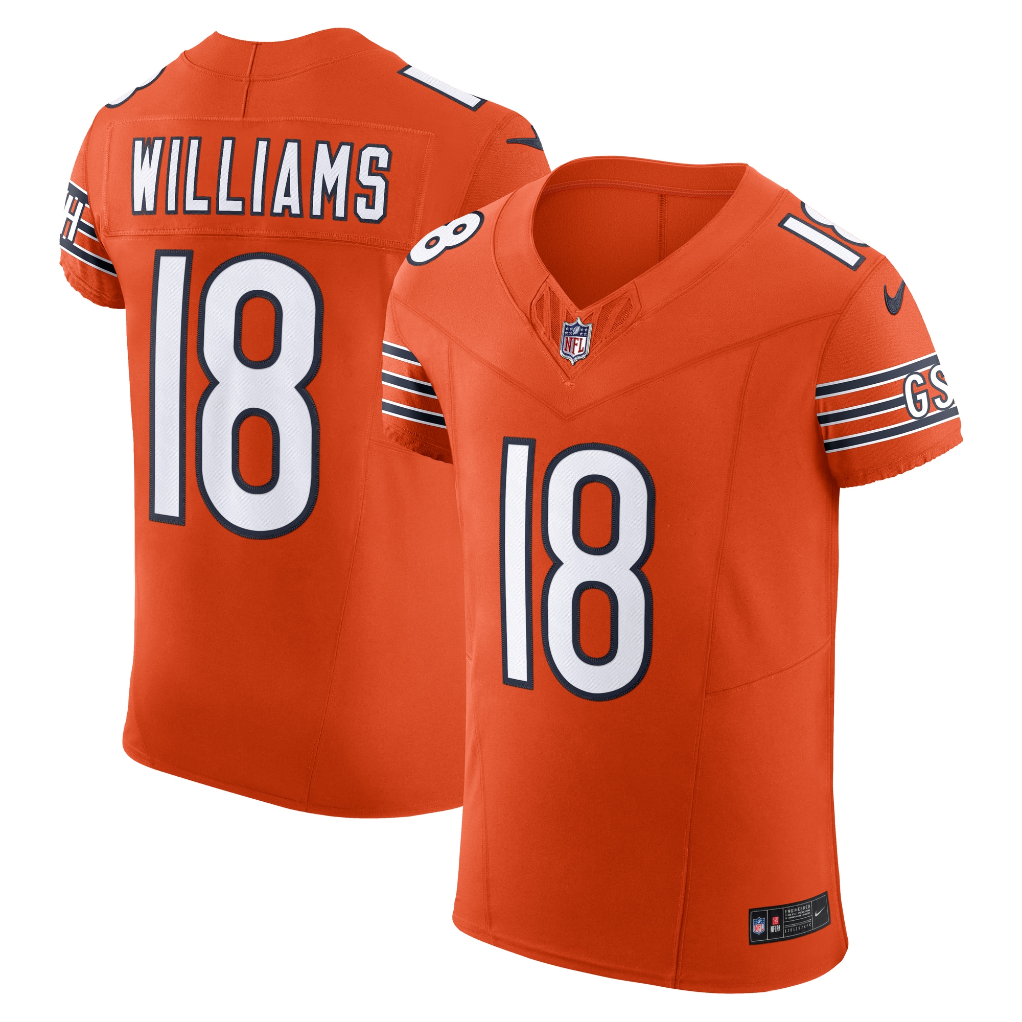 Men's Chicago Bears Caleb Williams Orange Alternate Vapor F.U.S.E. Elite Jersey JS1318 Saliibo
