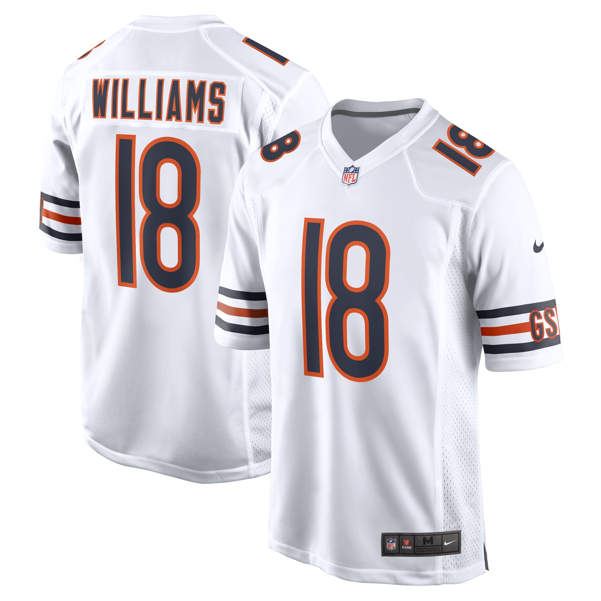 Men's Chicago Bears Caleb Williams White 2024 NFL Draft First Round Pick Player Game Jersey JS8503 Saliibo