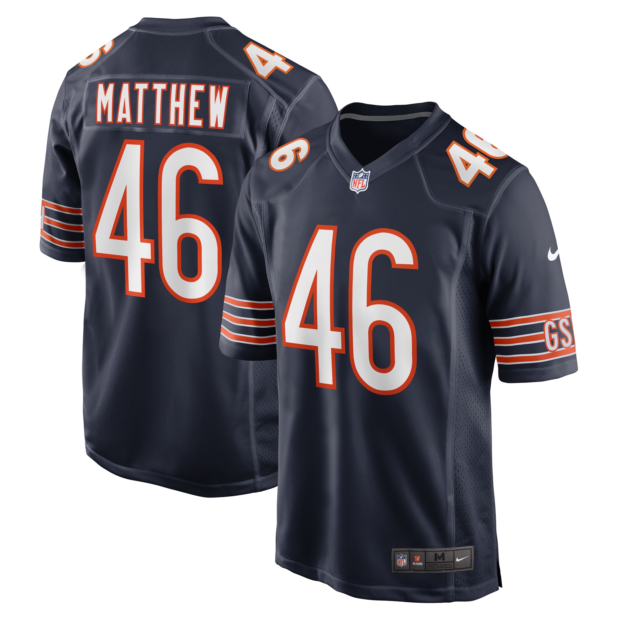 Men's Chicago Bears Christian Matthew Navy Game Jersey JS9621 Saliibo